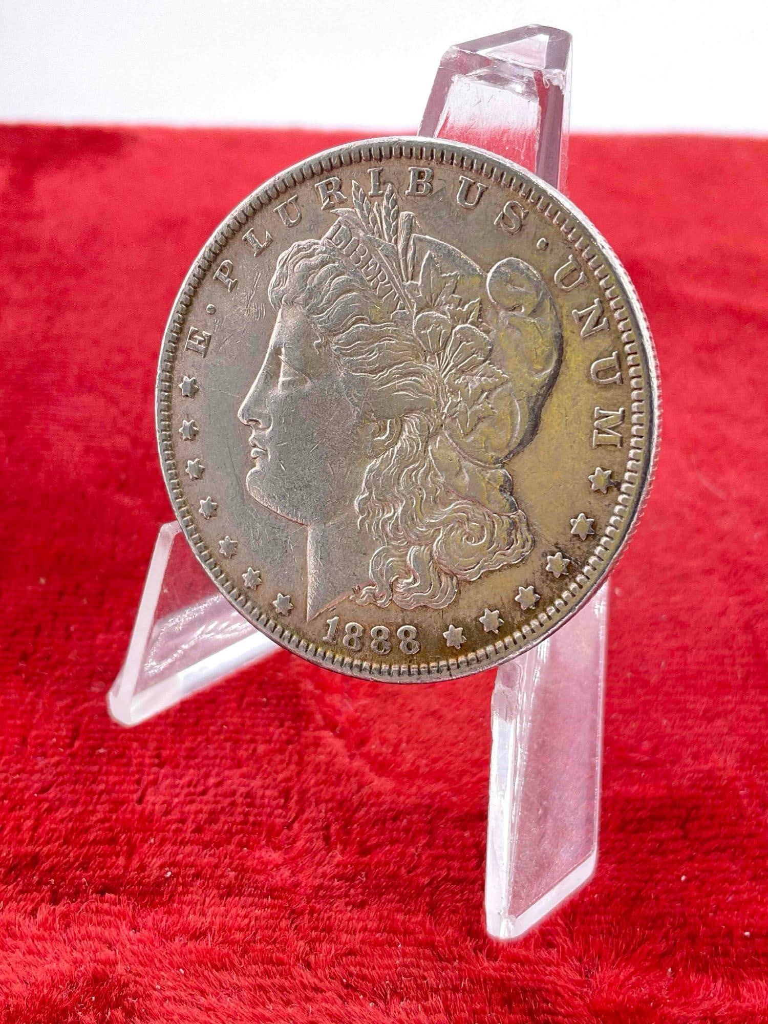 Antique 1888 Silver Morgan Dollar Coin.: Antique 1888 Silver Morgan Dollar Coin. DM-1554
