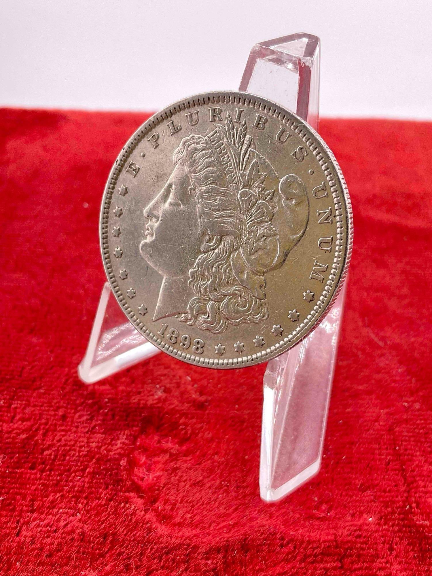 Antique 1898 Silver Morgan Dollar Coin.: Antique 1898 Silver Morgan Dollar Coin. DM-1554