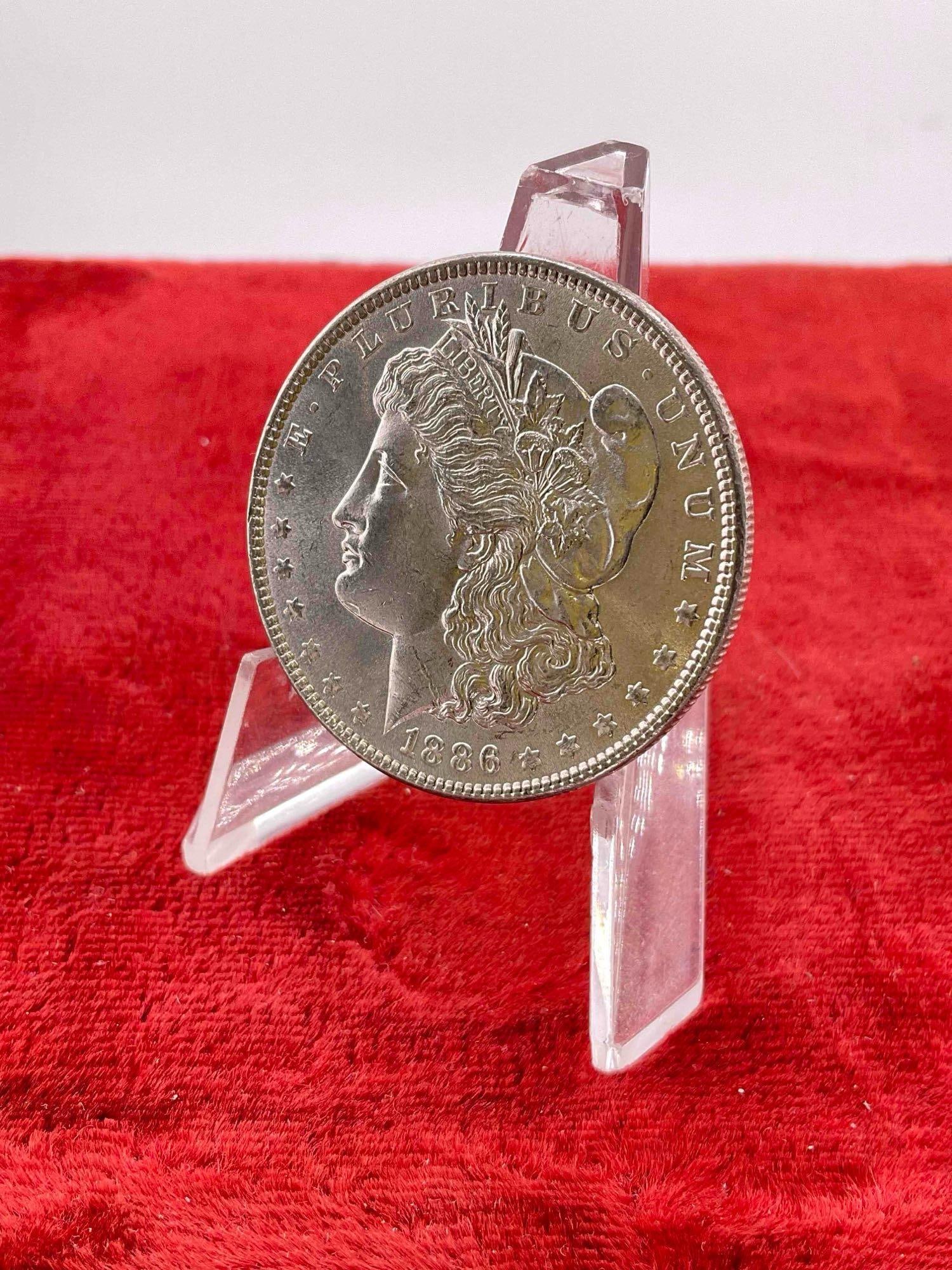 Antique 1886 Silver Morgan Dollar Coin, CH BU Quality.: Antique 1886 Silver Morgan Dollar Coin, CH BU Quality. DM-1554