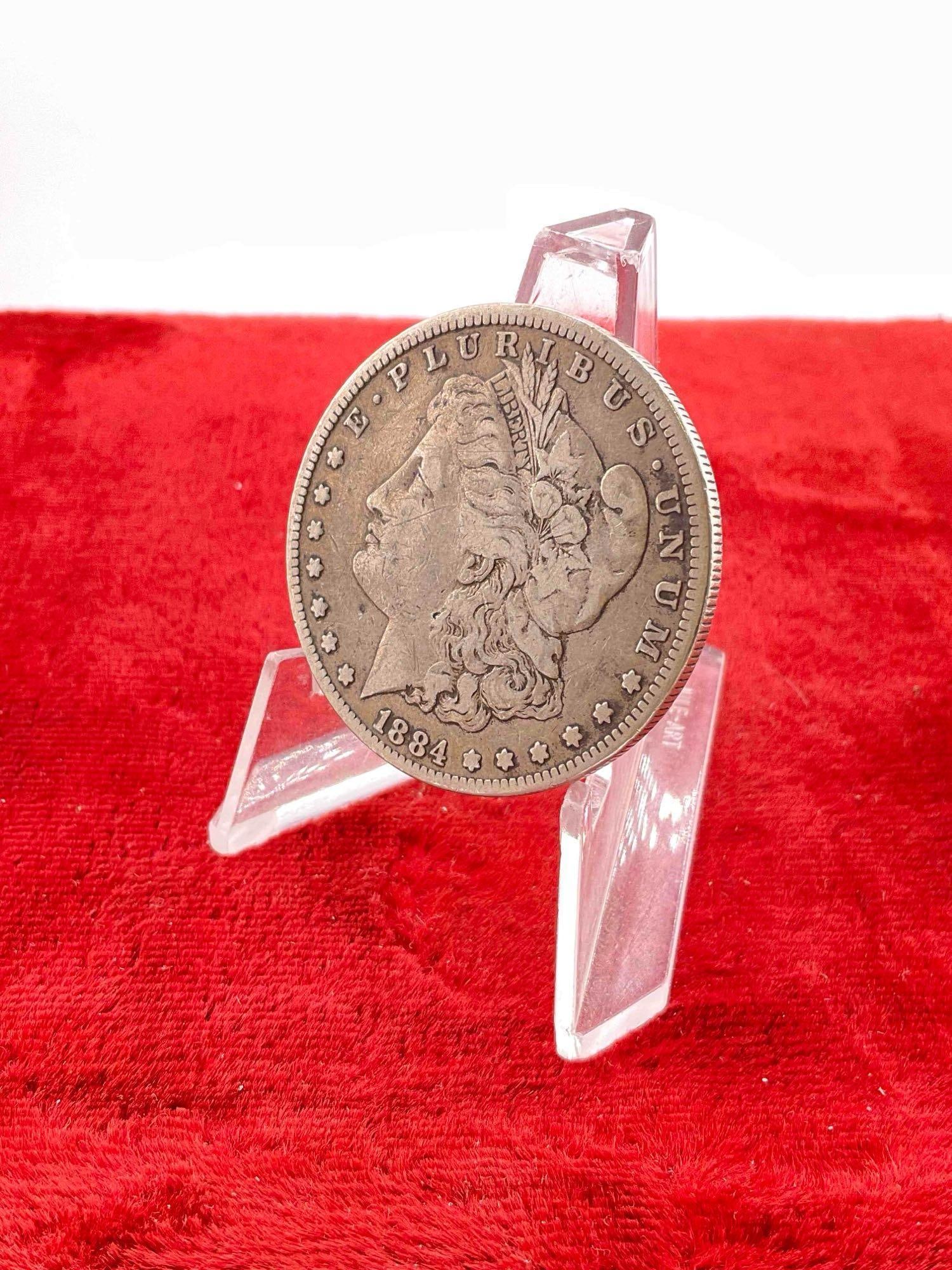 Antique 1884 Silver Morgan Dollar Coin.: Antique 1884 Silver Morgan Dollar Coin. DM-1554