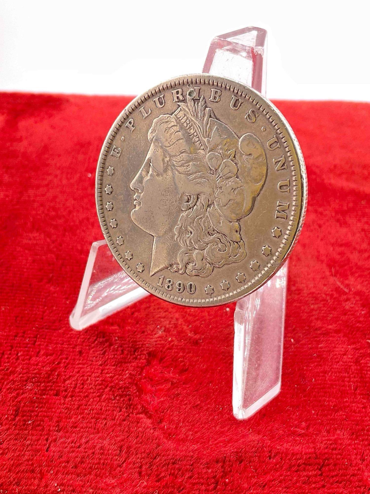 Antique 1890 Silver Morgan Dollar Coin.: Antique 1890 Silver Morgan Dollar Coin. DM-1554