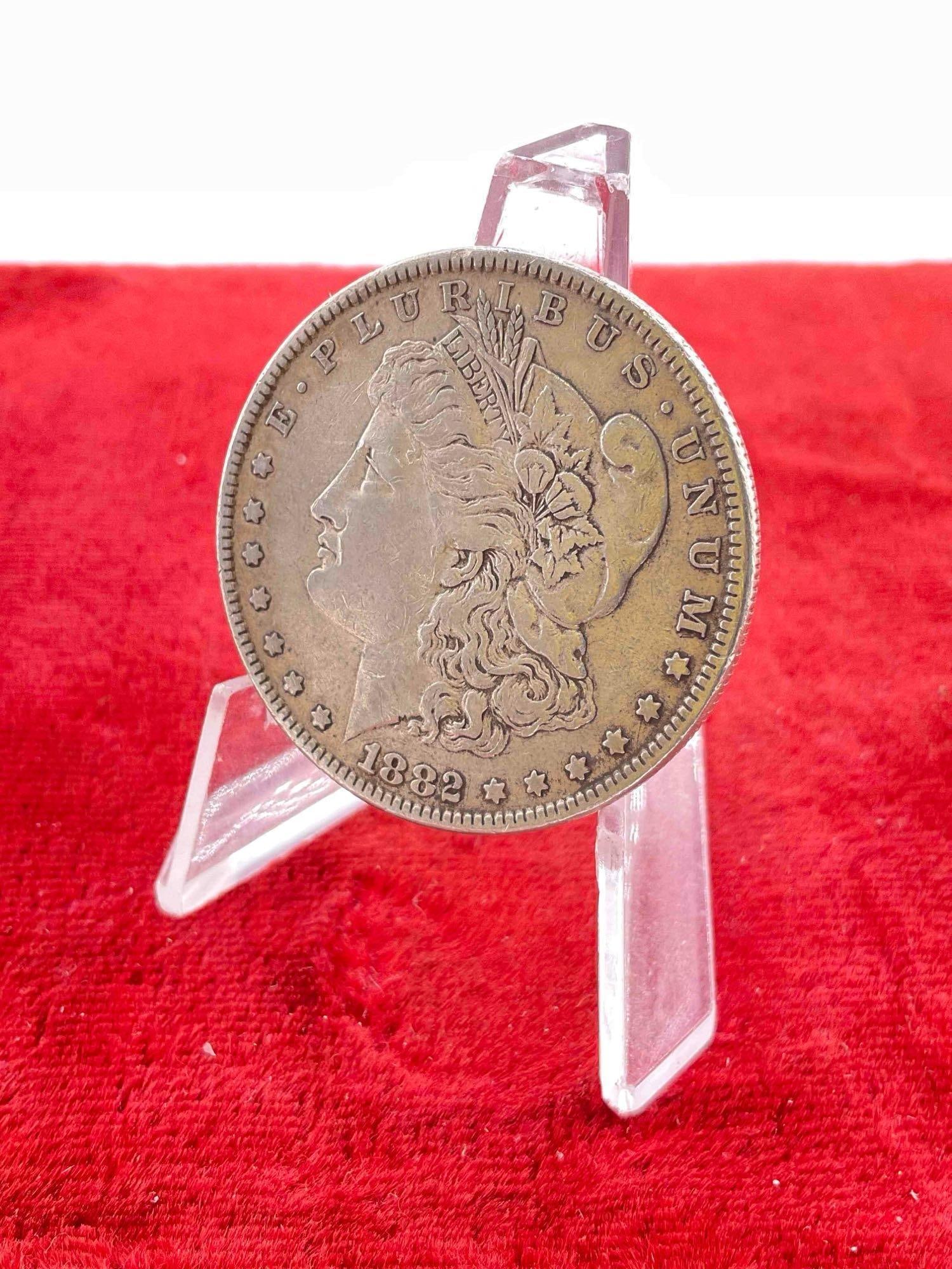 Antique 1882 Silver Morgan Dollar Coin.: Antique 1882 Silver Morgan Dollar Coin. DM-1554