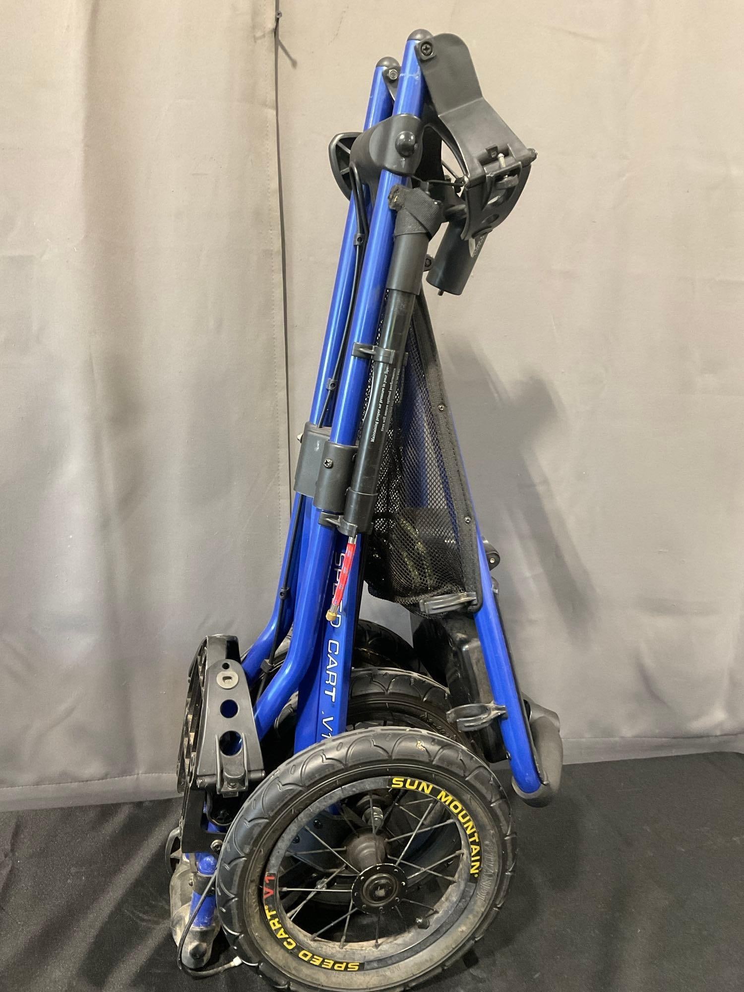 Sun Mountain Speed-Cart Collapsible 3-wheel golf push cart bag holder, approx 37x17x15 when folded - 5