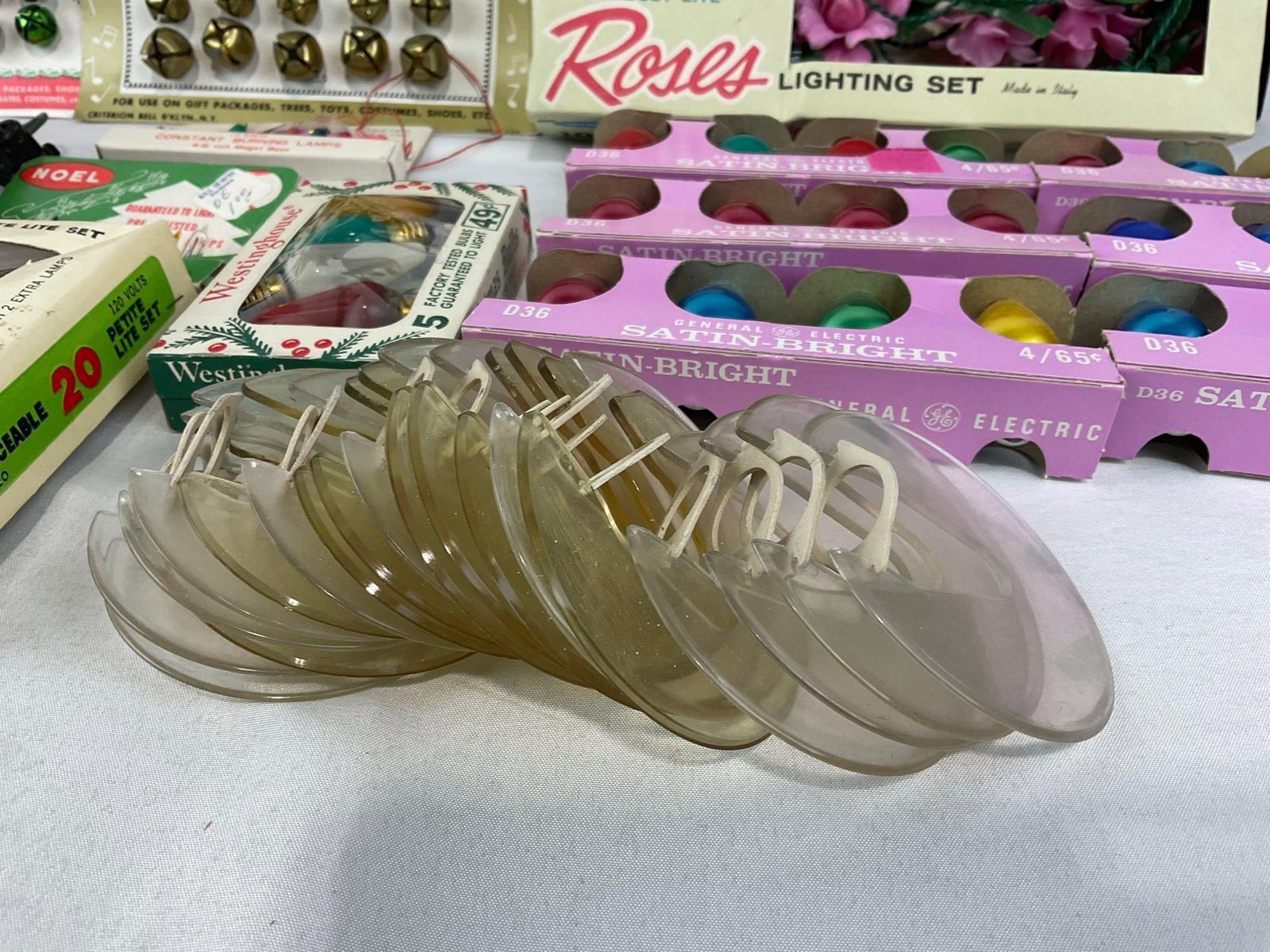 Vintage Christmas Lights, Bells, Reflectors, & Bulbs, w/original cardboard boxes - 2