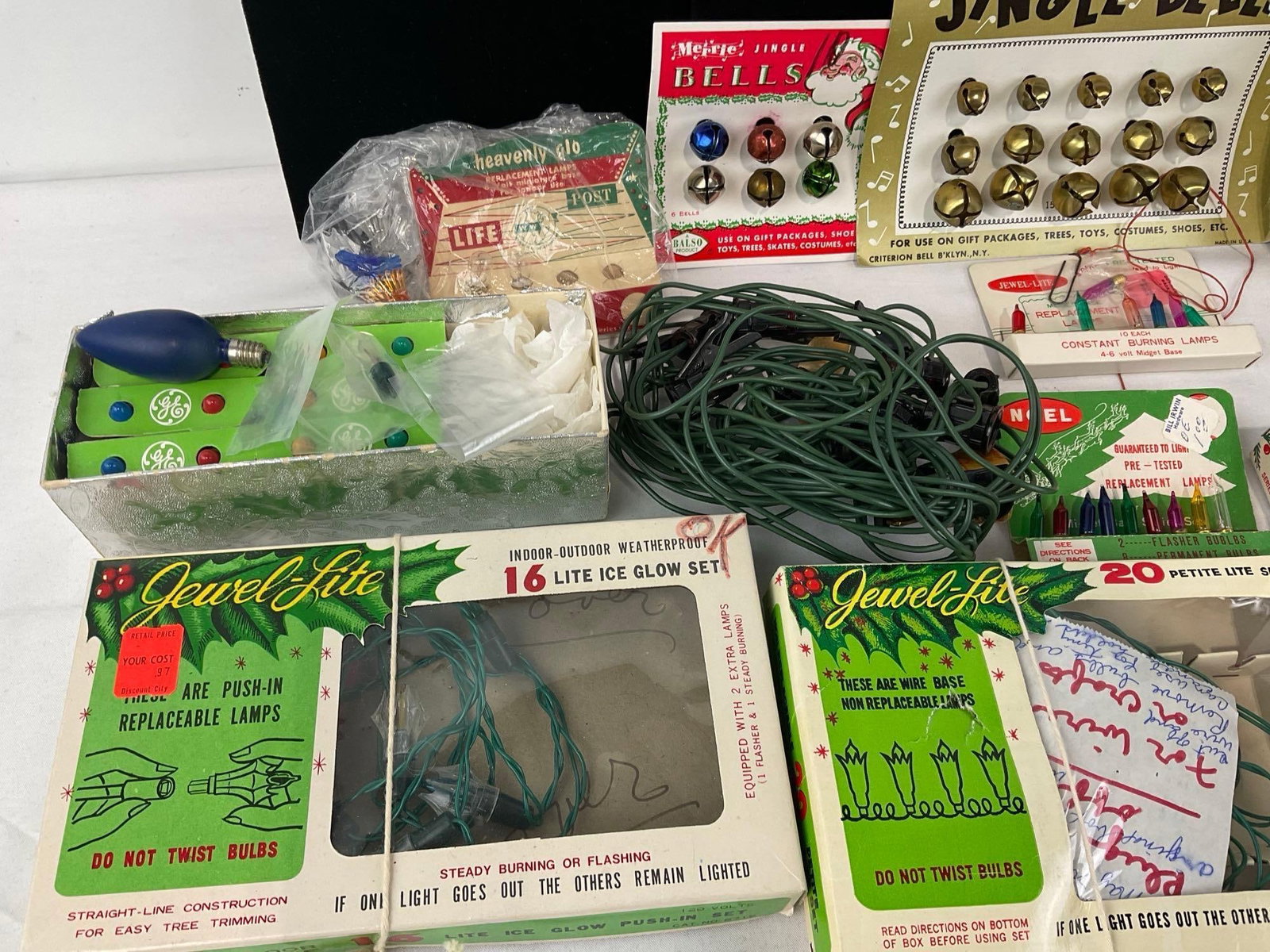 Vintage Christmas Lights, Bells, Reflectors, & Bulbs, w/original cardboard boxes - 5
