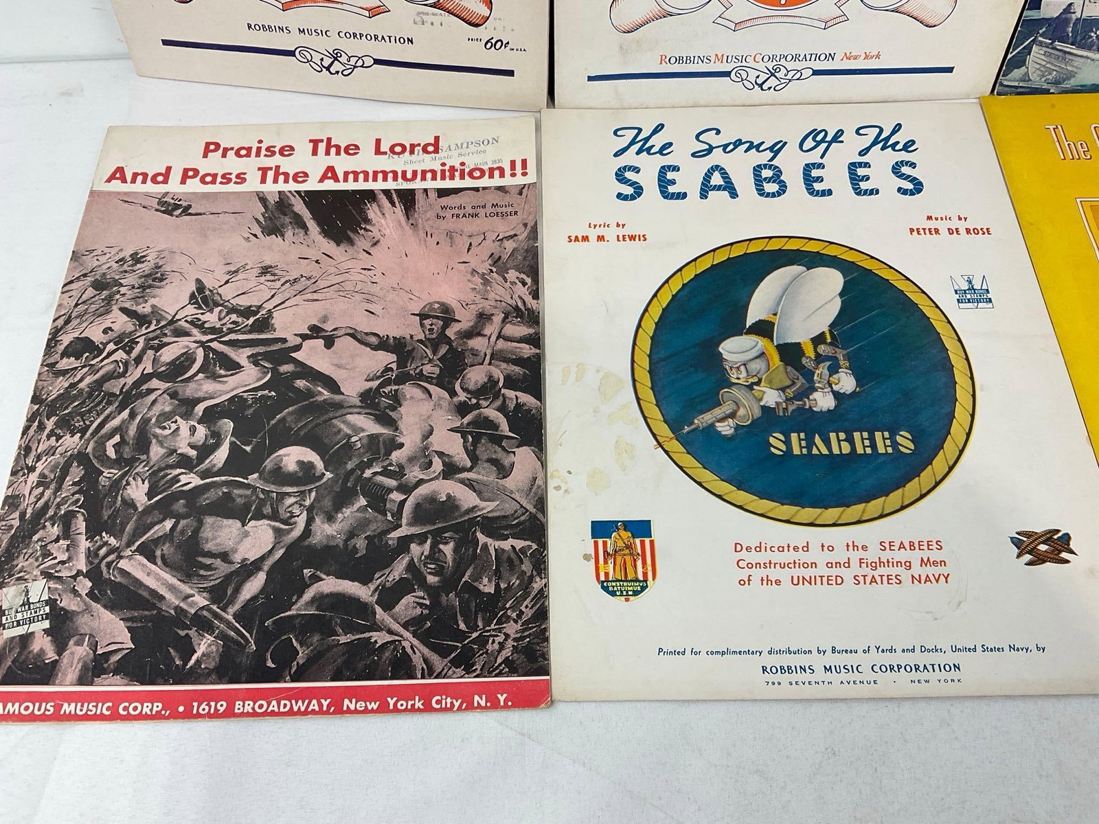 Variety of Vintage WWII Sheet Music, Anchors Aweigh, Bell Bottom Trousers, Semper Paratus & more - 3