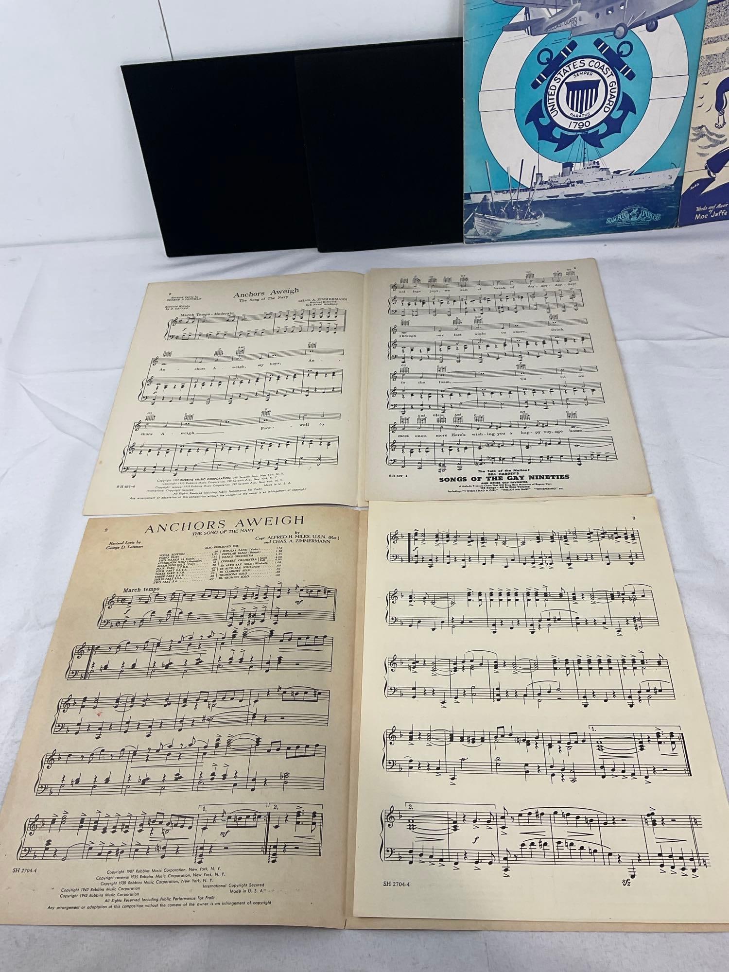 Variety of Vintage WWII Sheet Music, Anchors Aweigh, Bell Bottom Trousers, Semper Paratus & more - 8