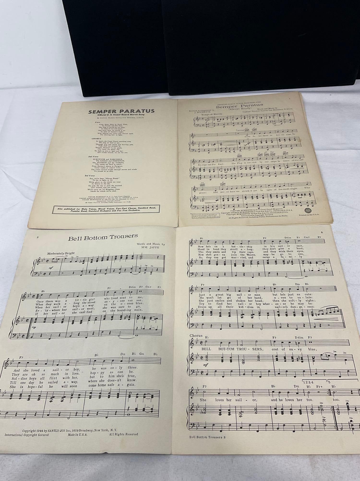 Variety of Vintage WWII Sheet Music, Anchors Aweigh, Bell Bottom Trousers, Semper Paratus & more - 9