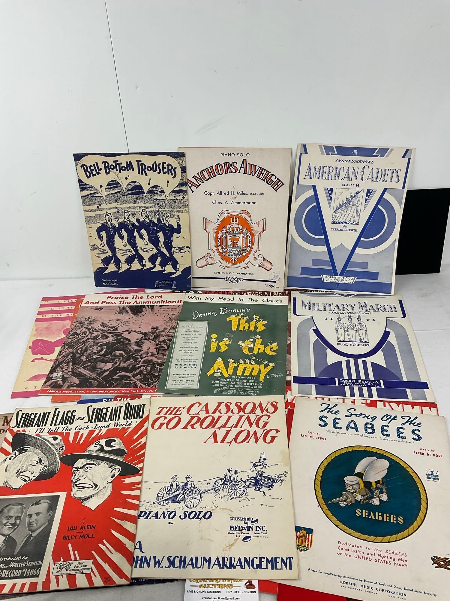 Large Selection of 35+ Vintage Sheet Music, WWII Era, US Armed Forces Songs, & more - 3