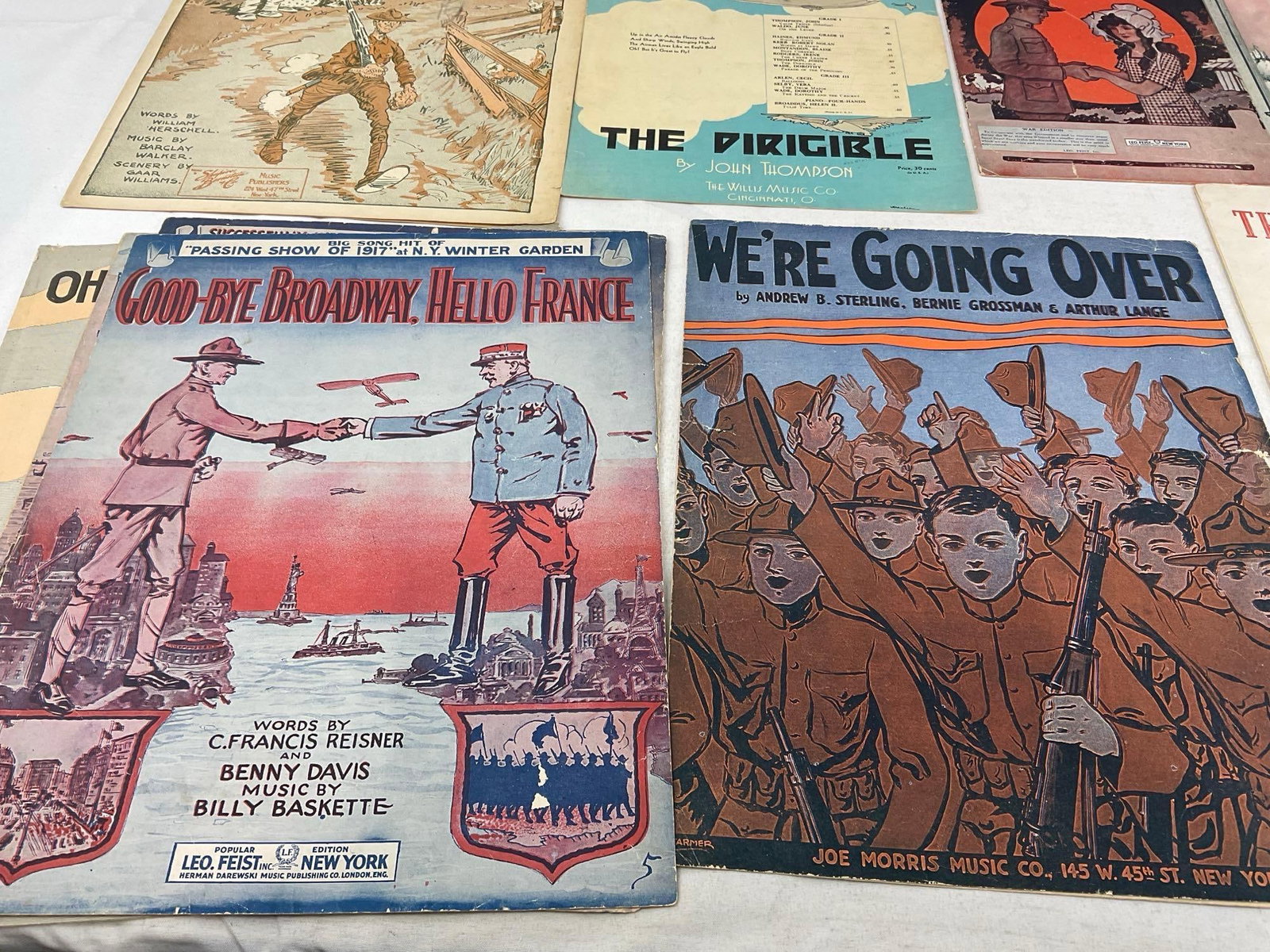 Variety of Vintage Sheet Music, WWI Era, Homeward Bound, Long Boy, The Dirigible & more - 2