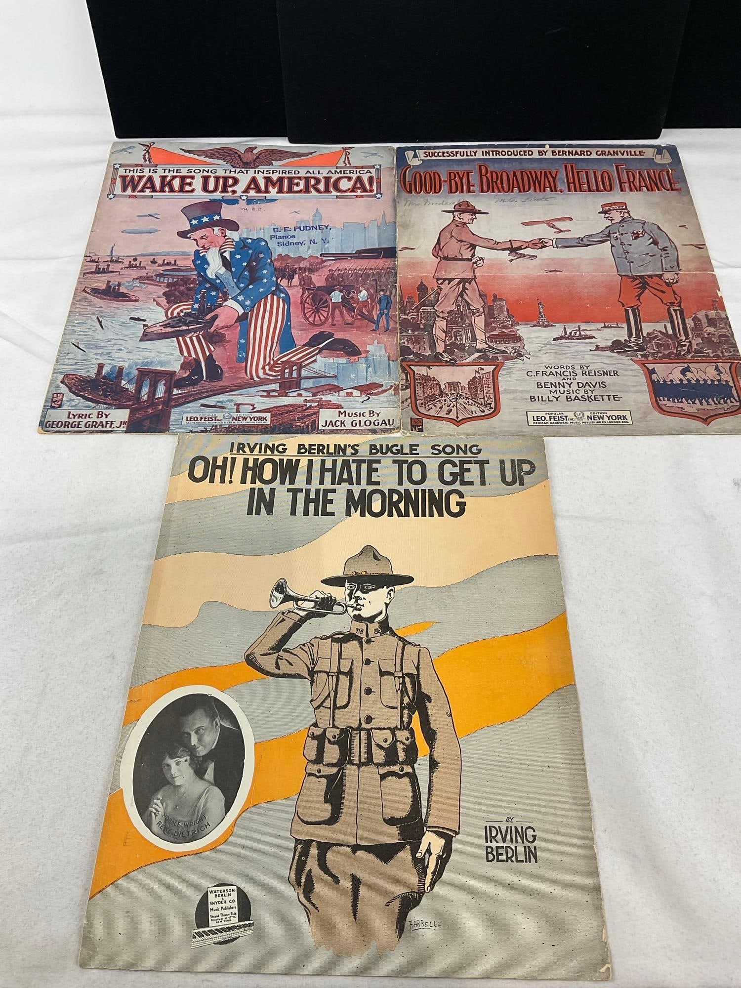 Variety of Vintage Sheet Music, WWI Era, Homeward Bound, Long Boy, The Dirigible & more - 3