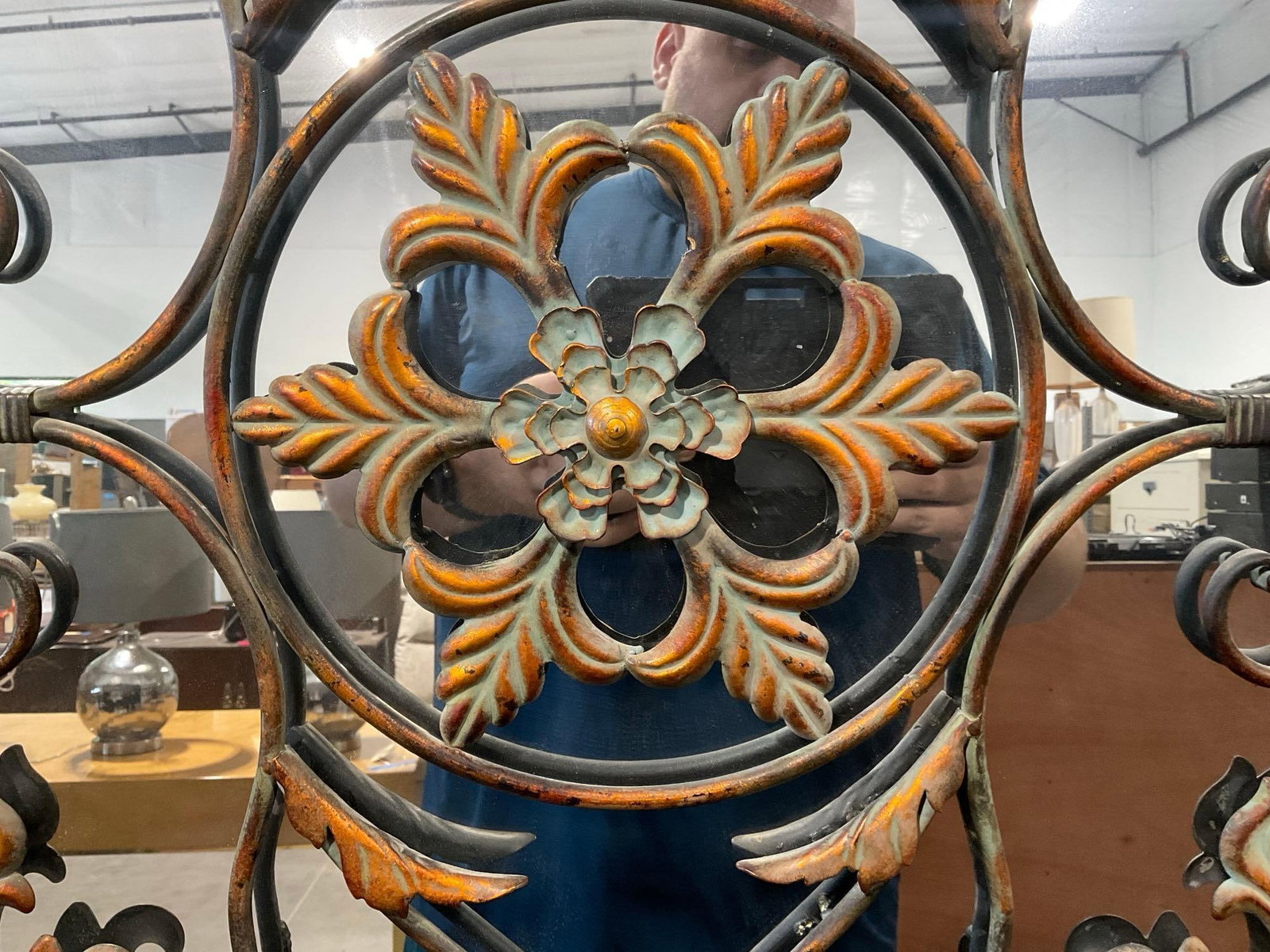 Wrought Iron style Decorative Mirror, Metal Frame, 41x35 inches - 4