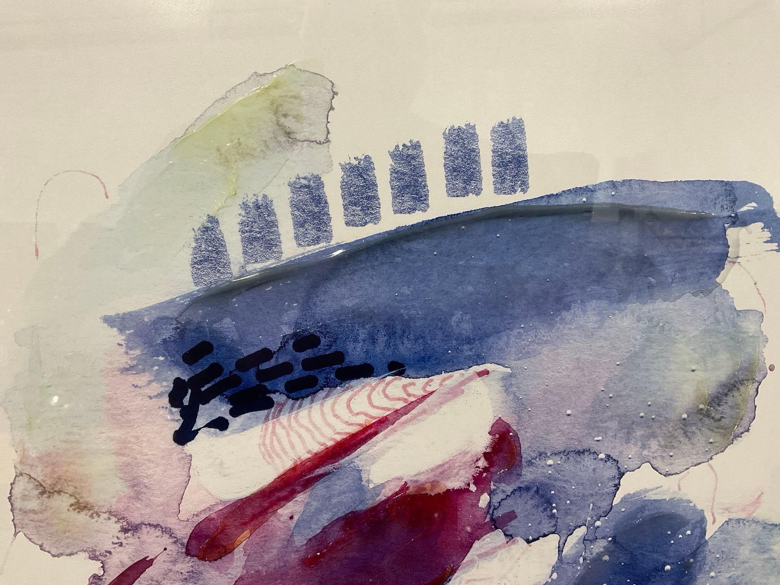 Framed Abstract Watercolor w/clear marks, Signed by Artist, 30x22 inches - 3
