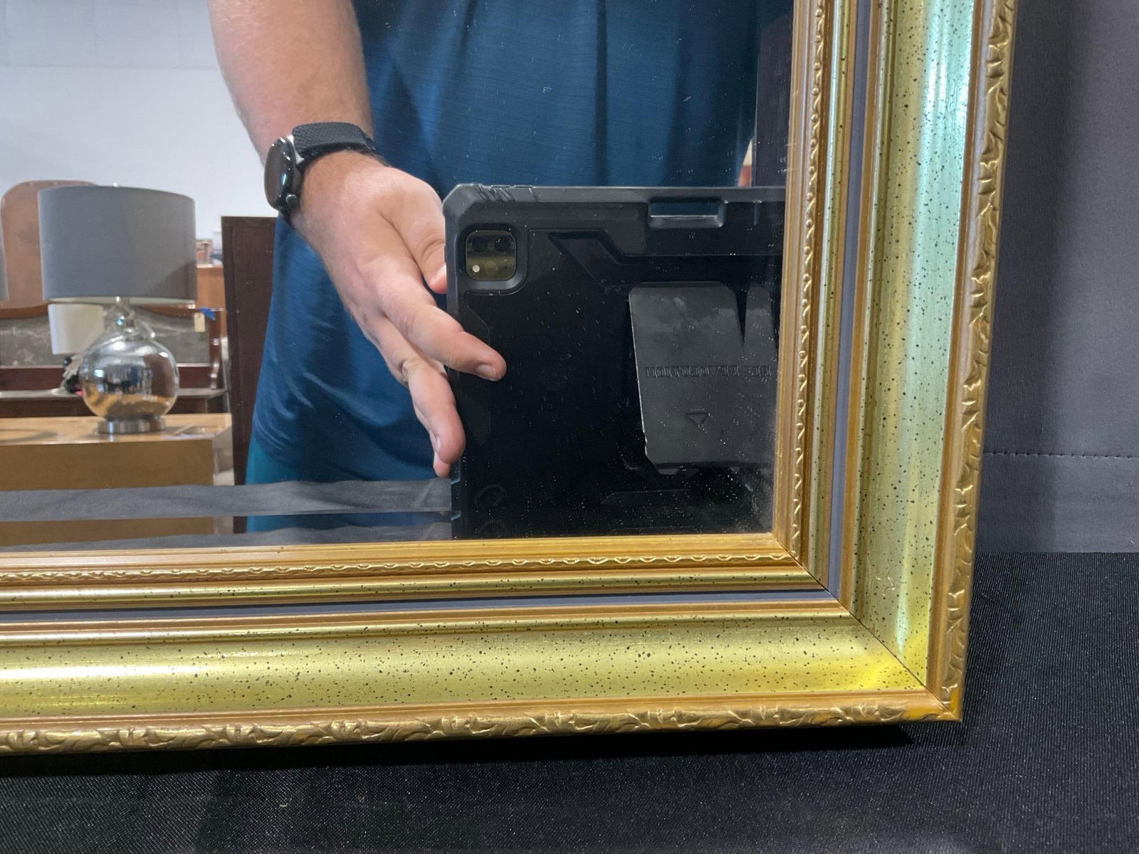 Framed Giltwood Mirror, 41x29 inches, Beveled Edge Glass - 3