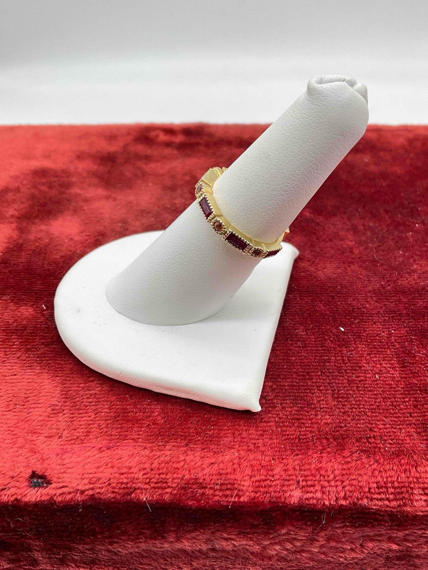 Vintage Carol Brodie Rarities .925 Vermeil (thick gold plated ) ruby eternity ring sz 6.5 - 2