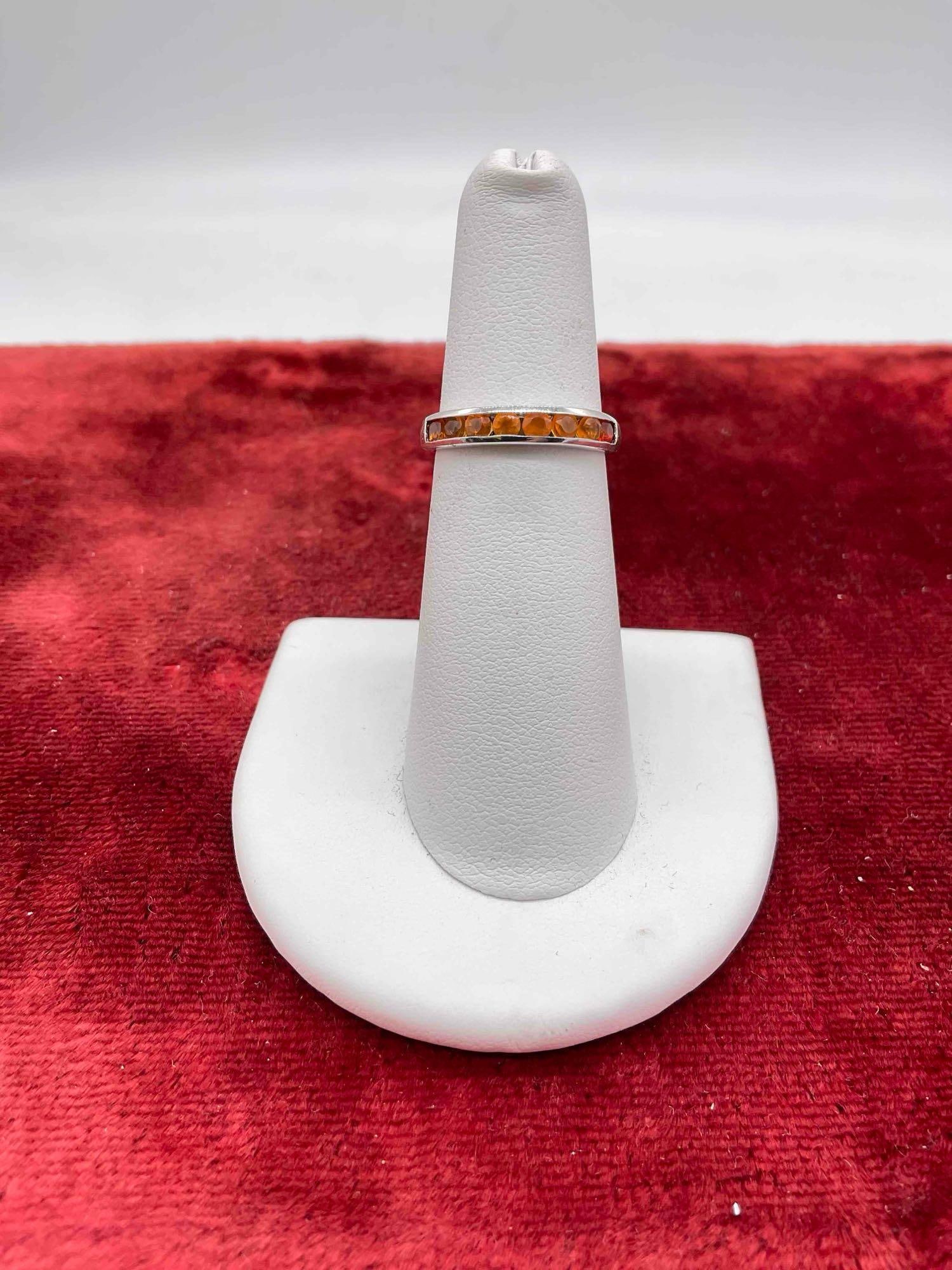 High end jeweler D'Joy Sterling silver women's ring featuring Mexican Orange Fire opals sz (1 of 3)