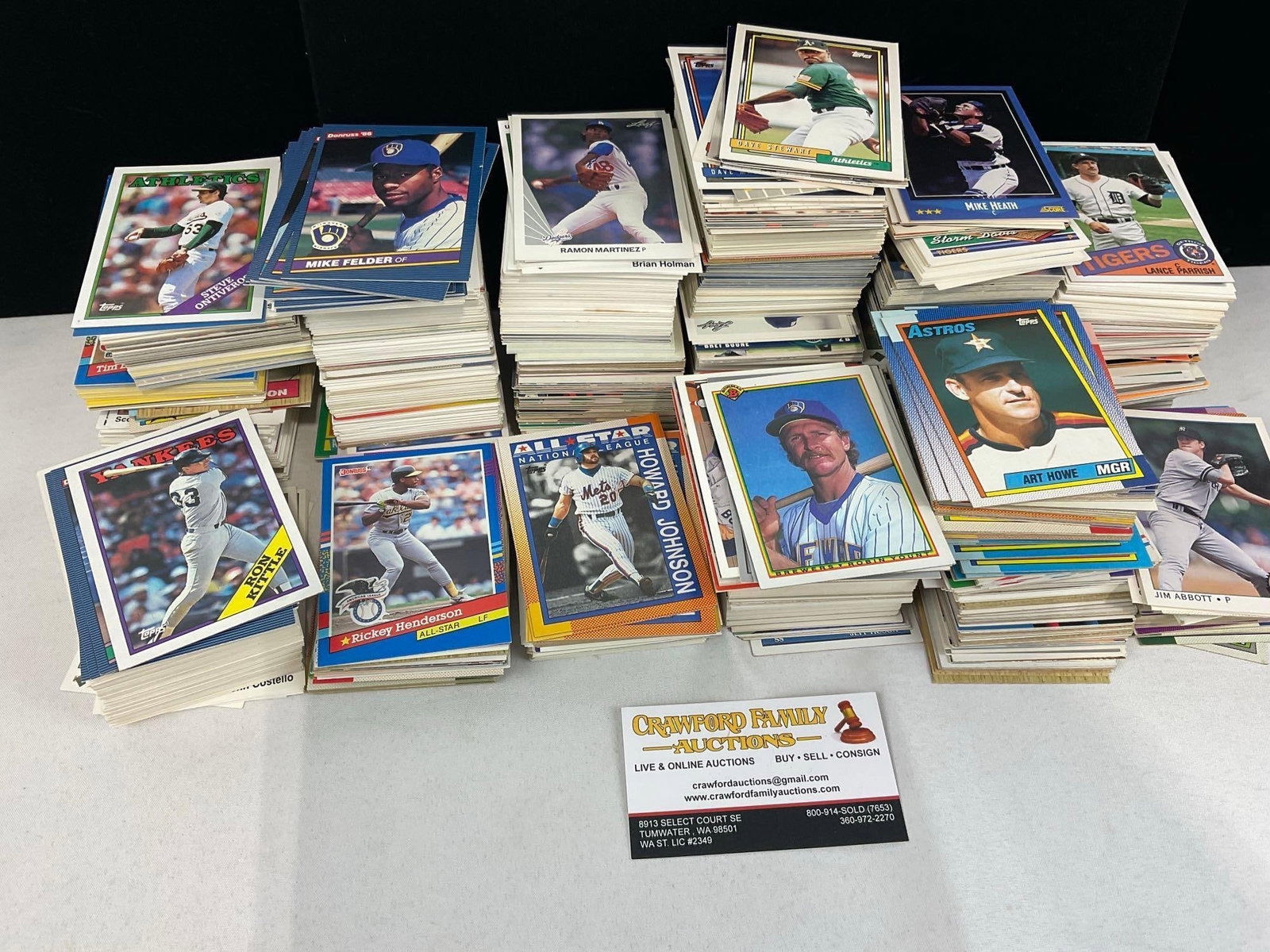 Assortment of 90s Baseball Cards, Bowman, Donruss, Leaf, Topps, & Upper Deck, approx 1250-1500 ca...: See pics for condition. Measures approx 8h x 11w x 8d inches. E-5570