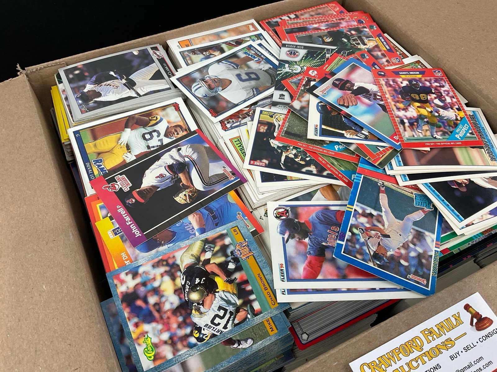 Box of 90s Assorted Sports Cards, roughly 5-6000 cards, Classic, Donruss, Fleer, NFL Pro & more - 2