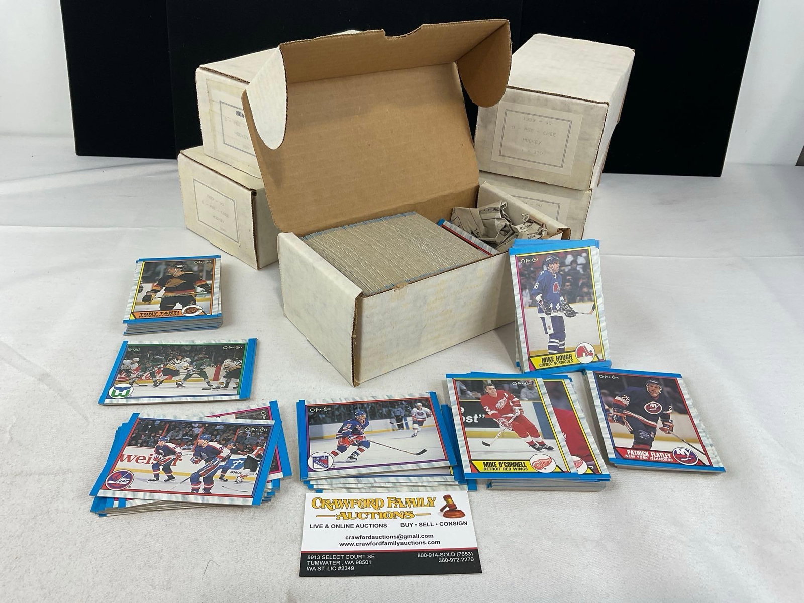 5 Boxes of 90s O-Pee-Chee Hockey Cards, from 1-330, roughly 1500-2000 cards: Similar to the next few lots. See pics for condition. Measures approx 8h x 9w x 10d inches. E-5570