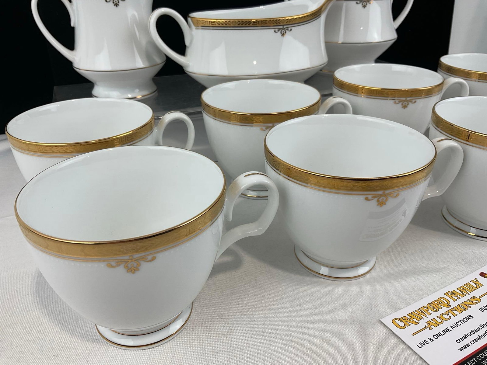 Vintage Noritake China, Buckingham Gold #4346 Pattern, Gilt Rim, 8 cups, sugar & creamer, gravy b... - 2