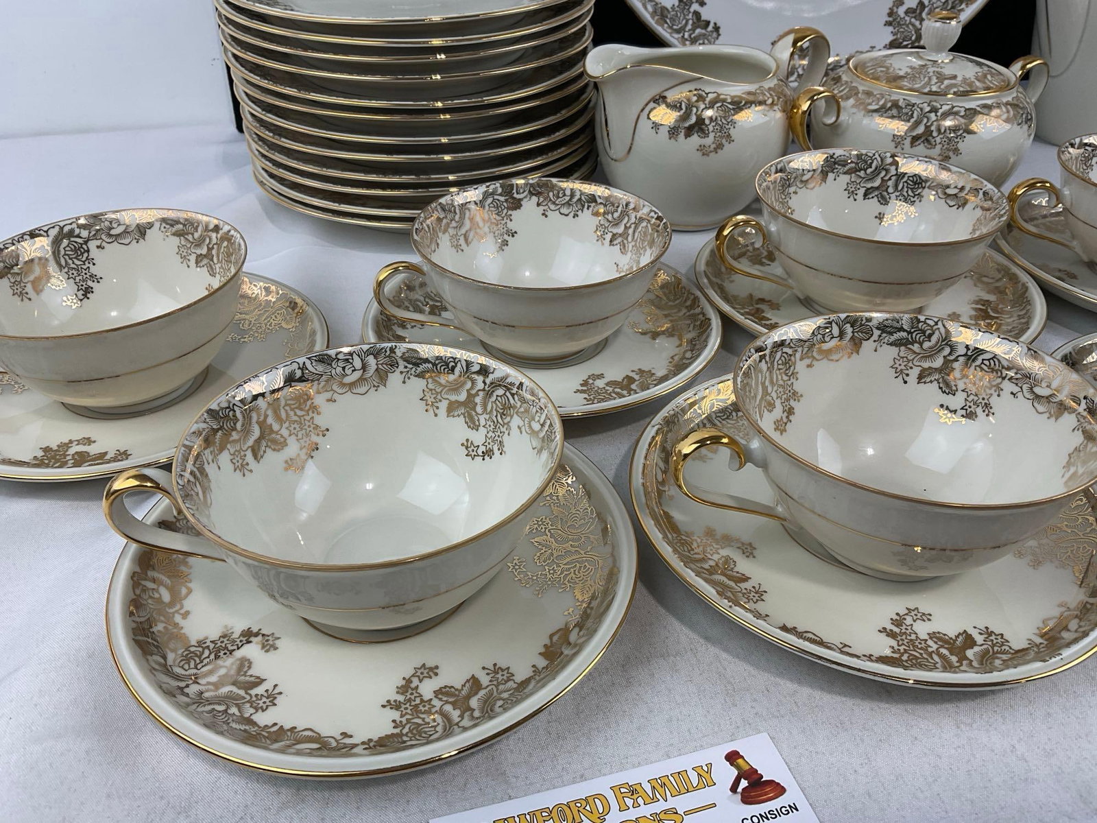 Antique Hutschenreuther Arzberg China, Gilt & Beige pattern, approx 38 pieces - 2