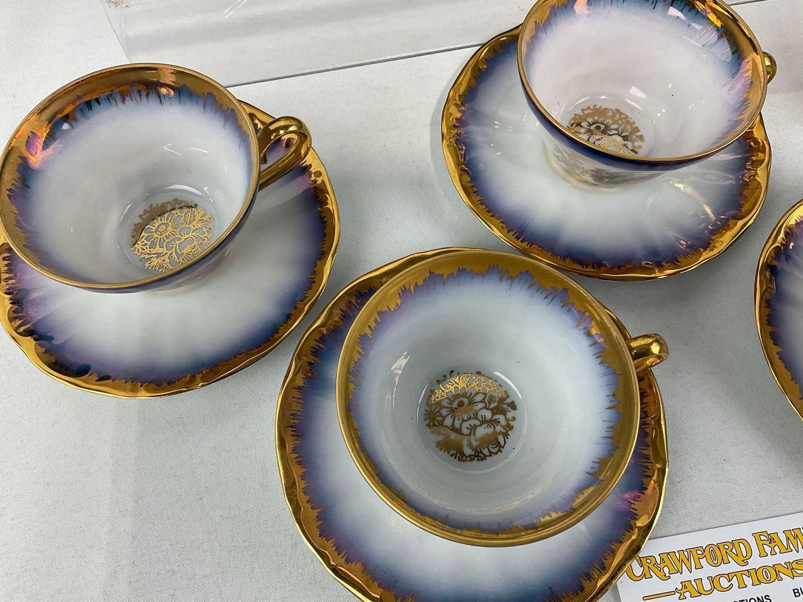 Vintage 22k Gilt & Cobalt Kunst-Palette Regnitzlosau K&T Demitasse Tea Set, 15 pieces - 3