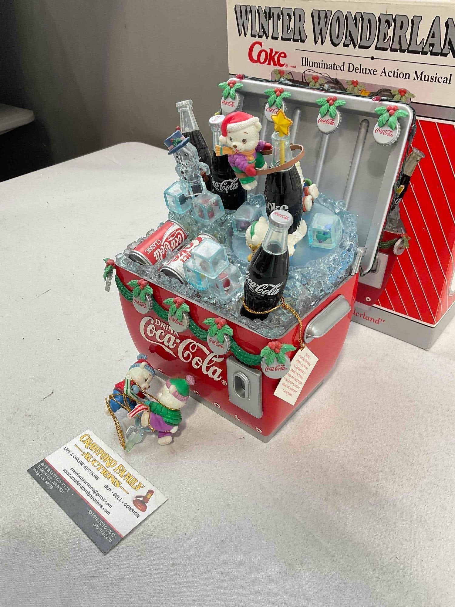 Vintage ENESCO Coca Cola Winter Wonderland Deluxe Illuminated Action Musical Decor. - 2