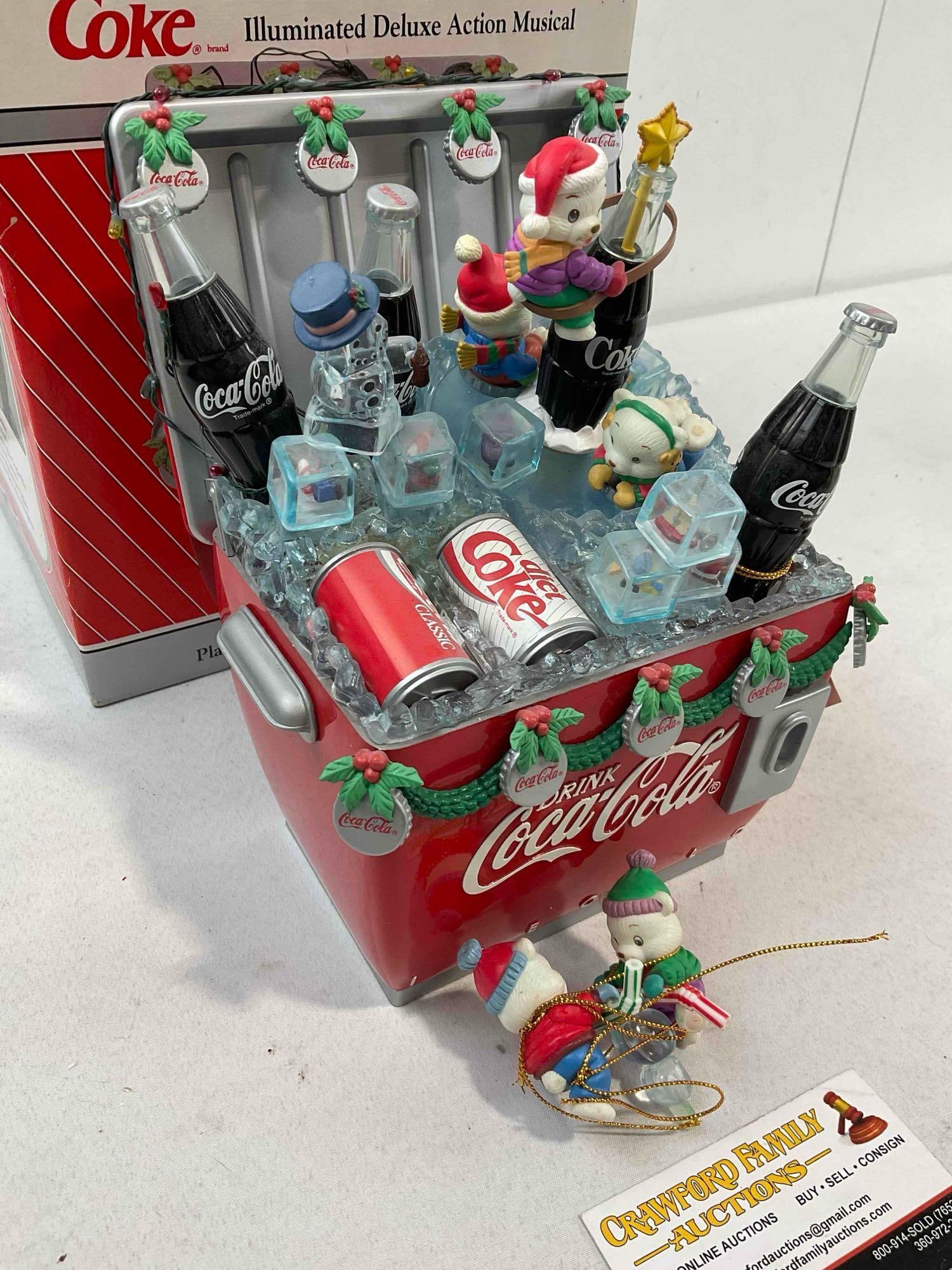Vintage ENESCO Coca Cola Winter Wonderland Deluxe Illuminated Action Musical Decor. - 3