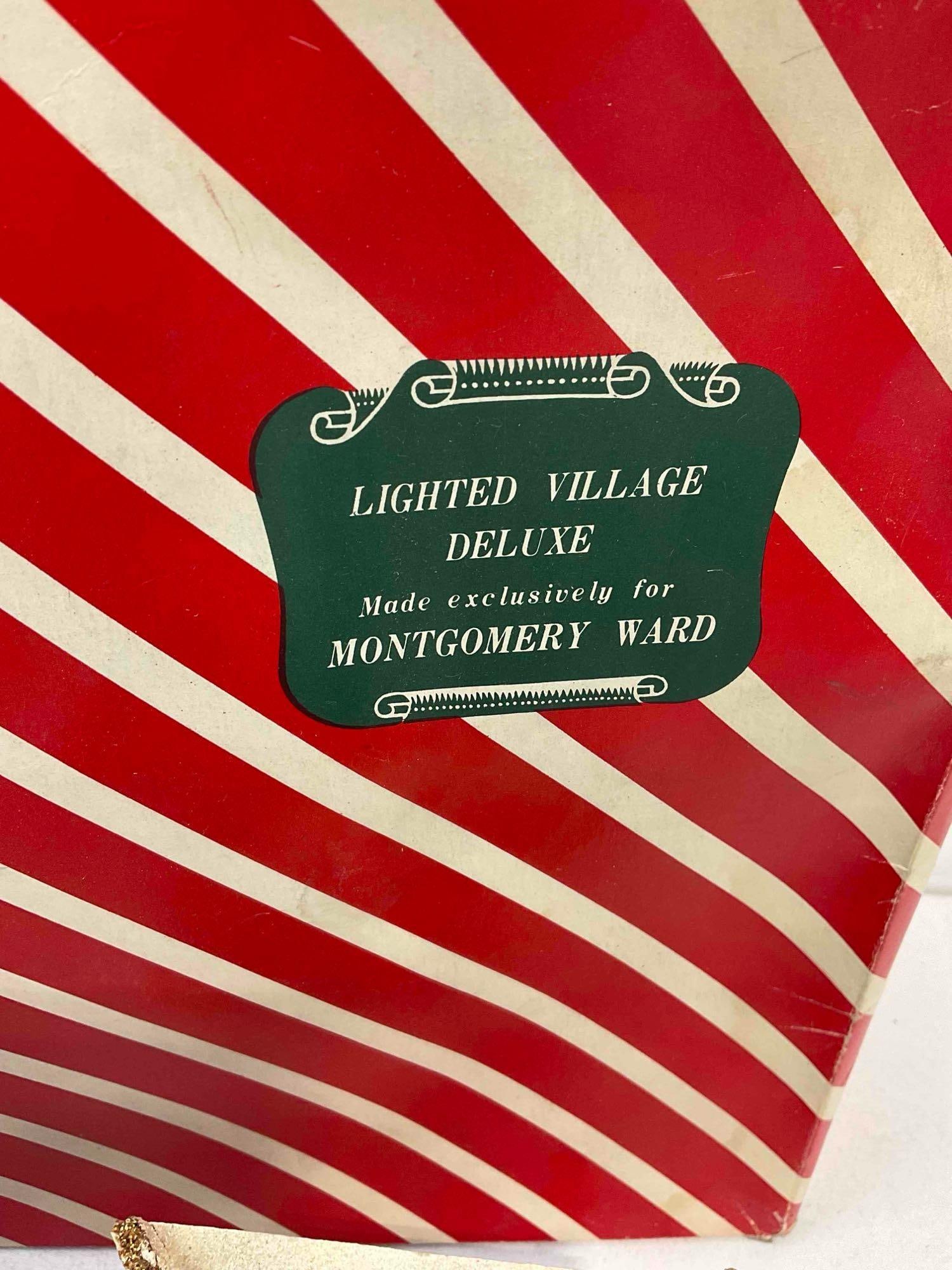 10 pcs Vintage Montgomery Ward Japanese Cardboard Lighted Christmas Village Putz Houses. - 4
