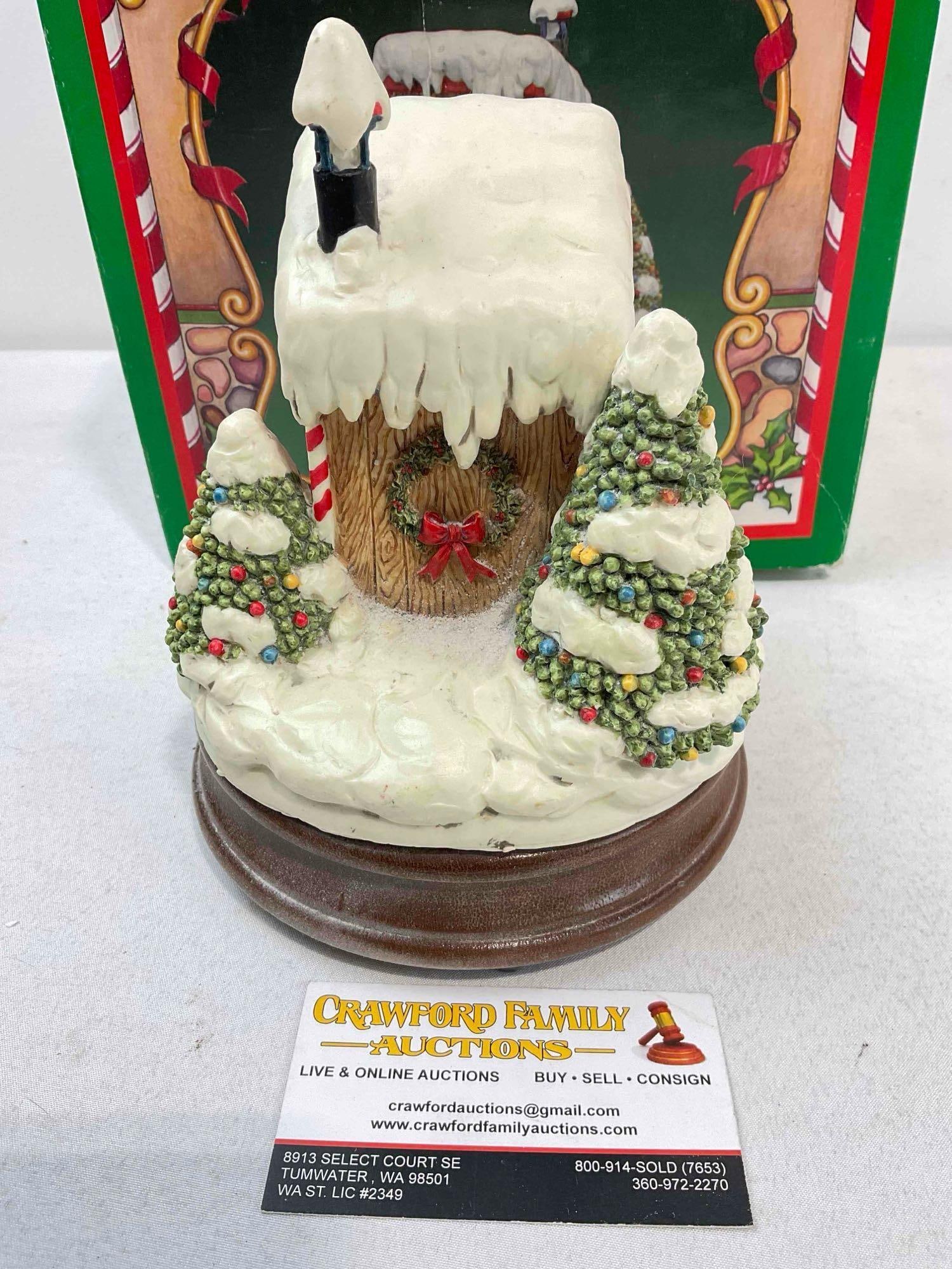 Vintage ENESCO The North Pole Village Composite Music Box in Original Box. See pics. - 4