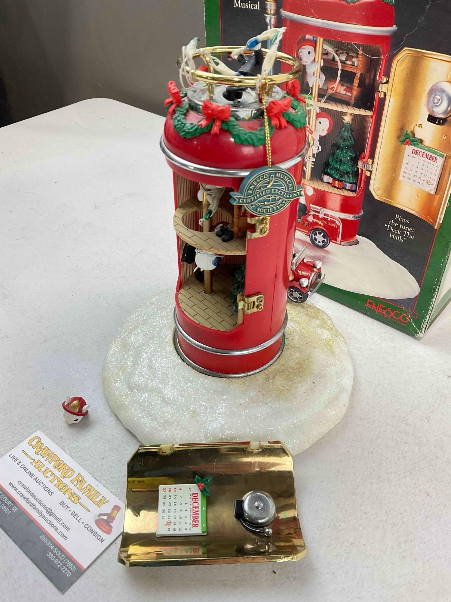 Vintage ENESCO Small World of Music The Festive Fire Brigade Action Musical Decor. See pics. - 2