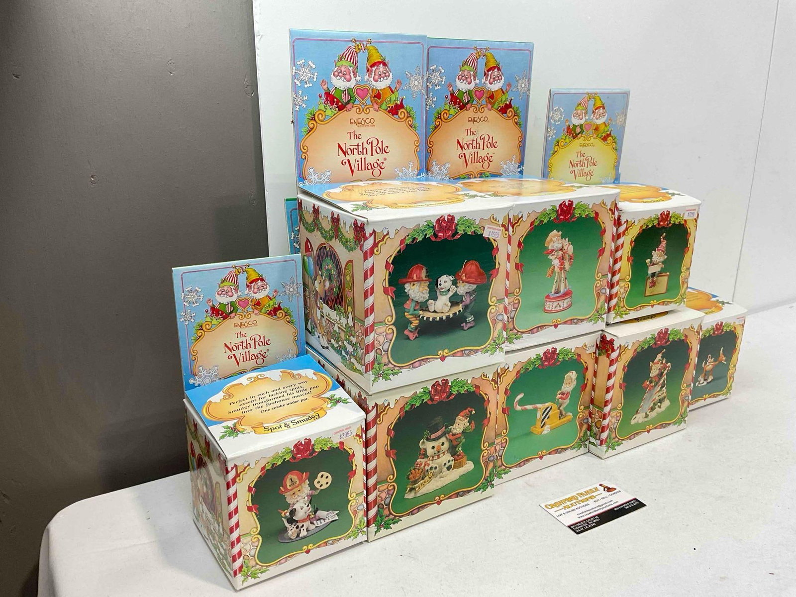 8 pcs Vintage ENESCO Composite The North Pole Village Decorative Christmas Figurines. w/ boxes - 3