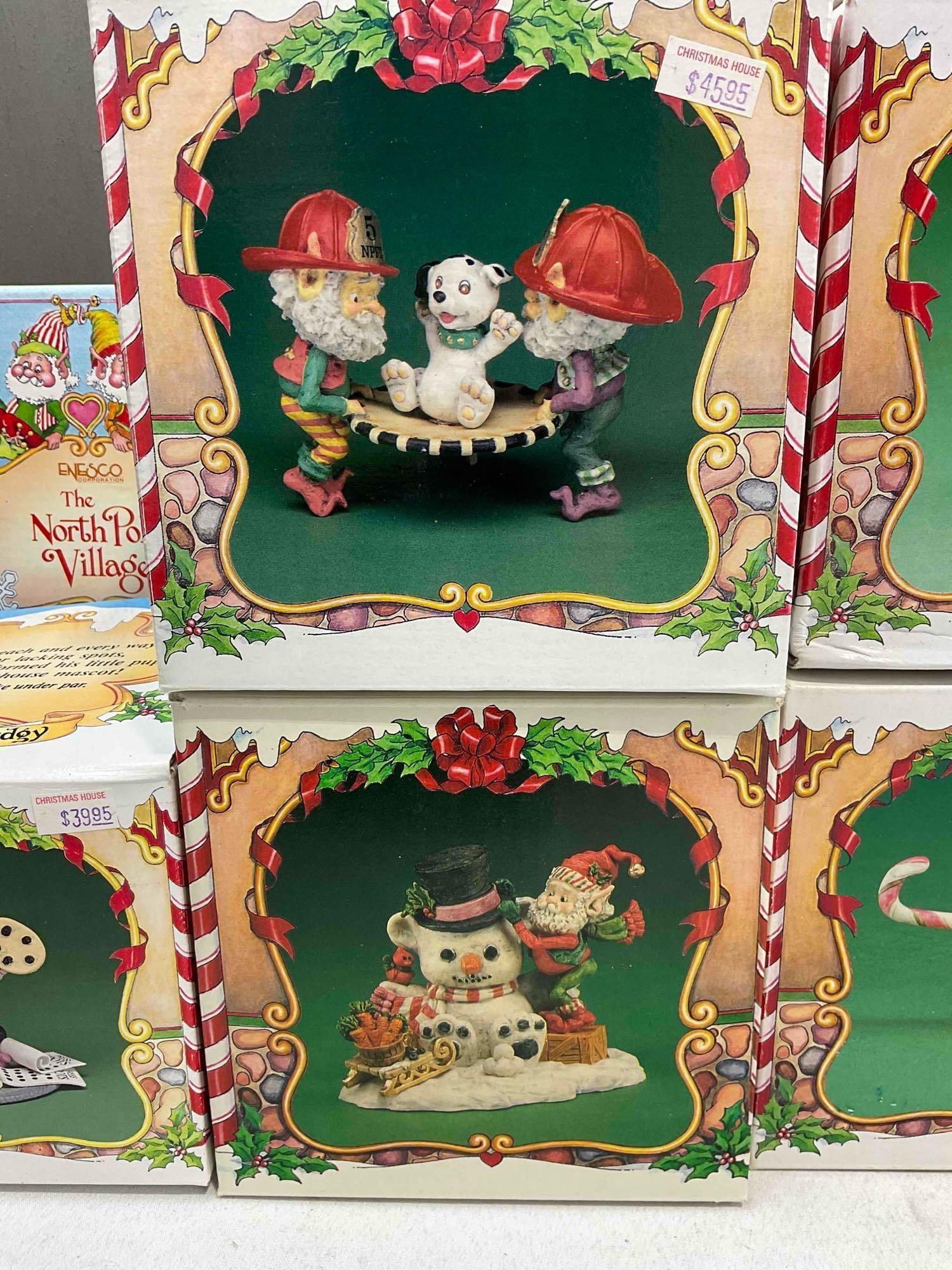 8 pcs Vintage ENESCO Composite The North Pole Village Decorative Christmas Figurines. w/ boxes - 5
