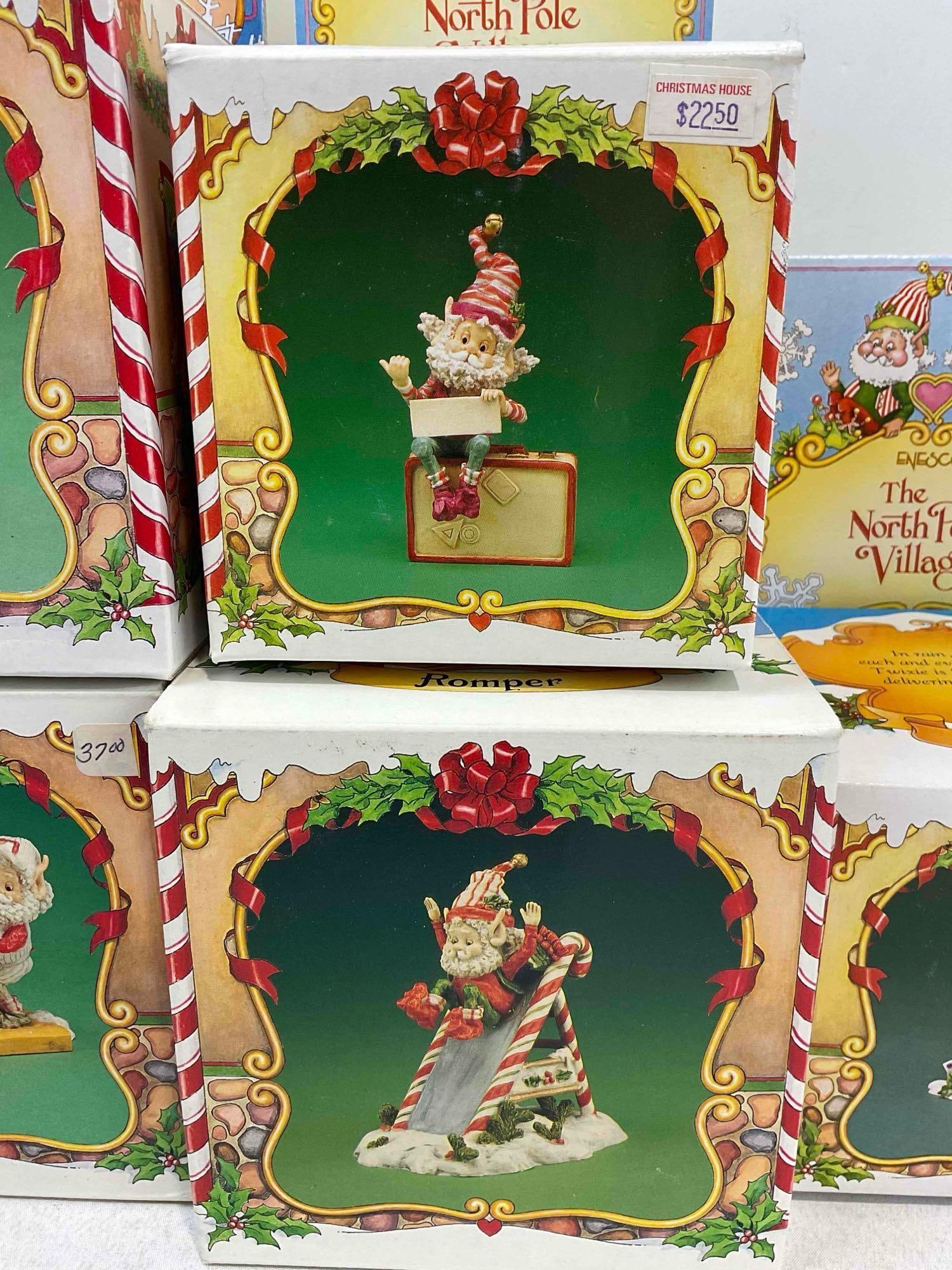 8 pcs Vintage ENESCO Composite The North Pole Village Decorative Christmas Figurines. w/ boxes - 7
