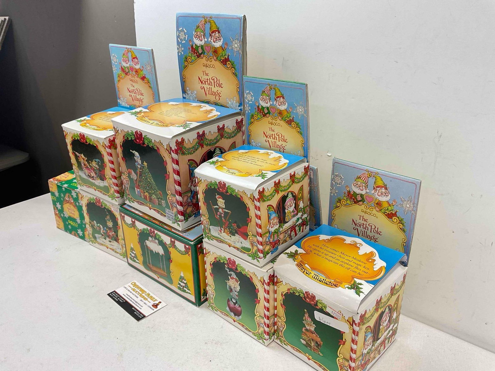 8 pcs Vintage ENESCO Composite The North Pole Village Decorative Christmas Figurines.w/ boxes - 2