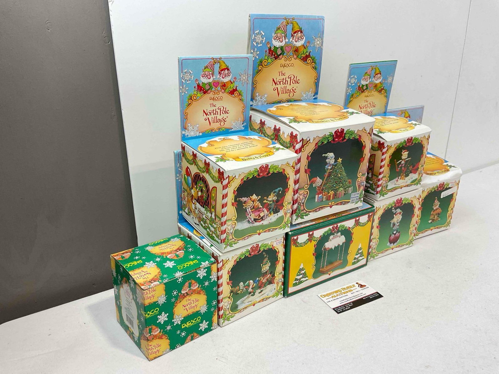 8 pcs Vintage ENESCO Composite The North Pole Village Decorative Christmas Figurines.w/ boxes - 3
