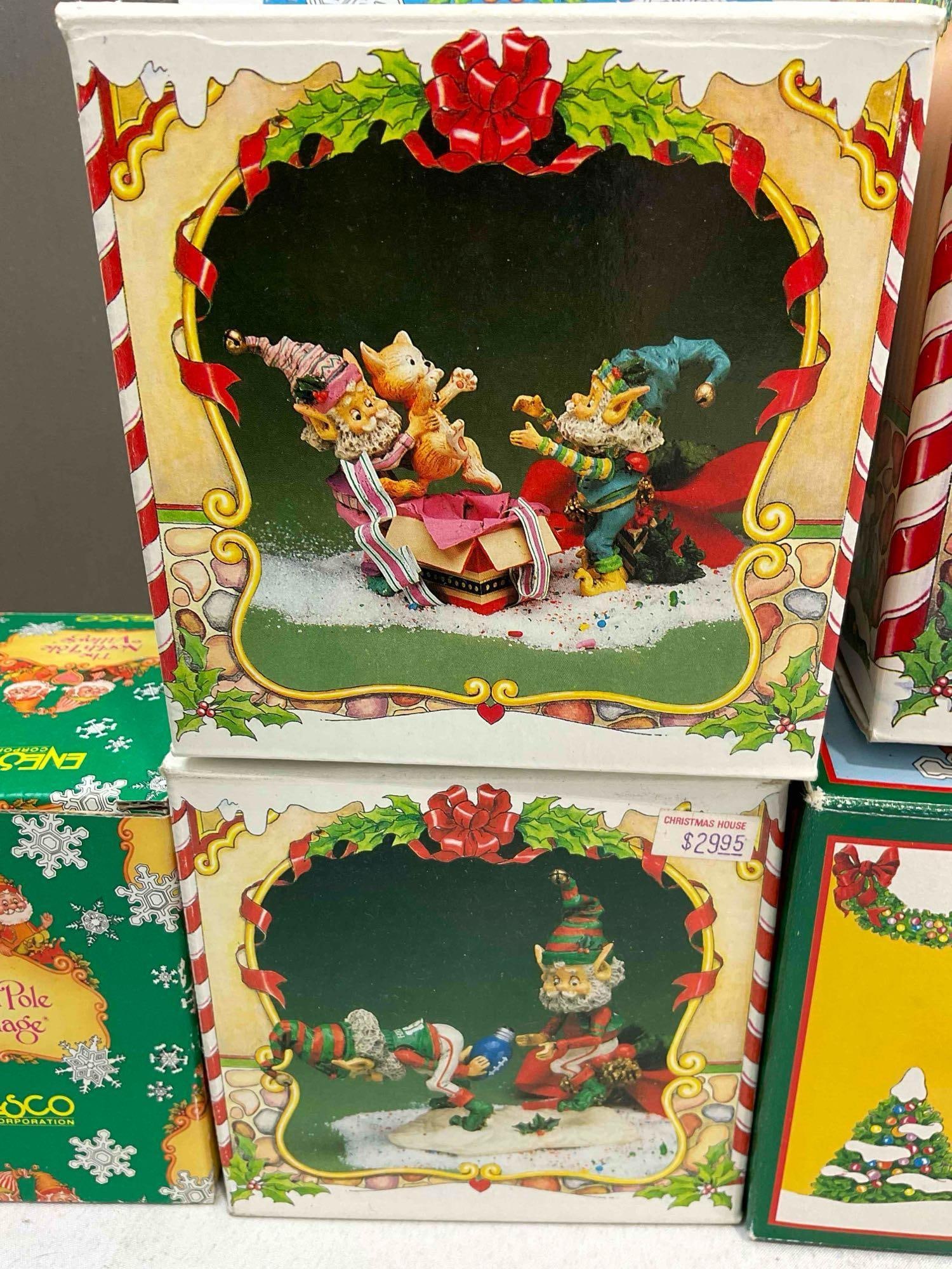 8 pcs Vintage ENESCO Composite The North Pole Village Decorative Christmas Figurines.w/ boxes - 4