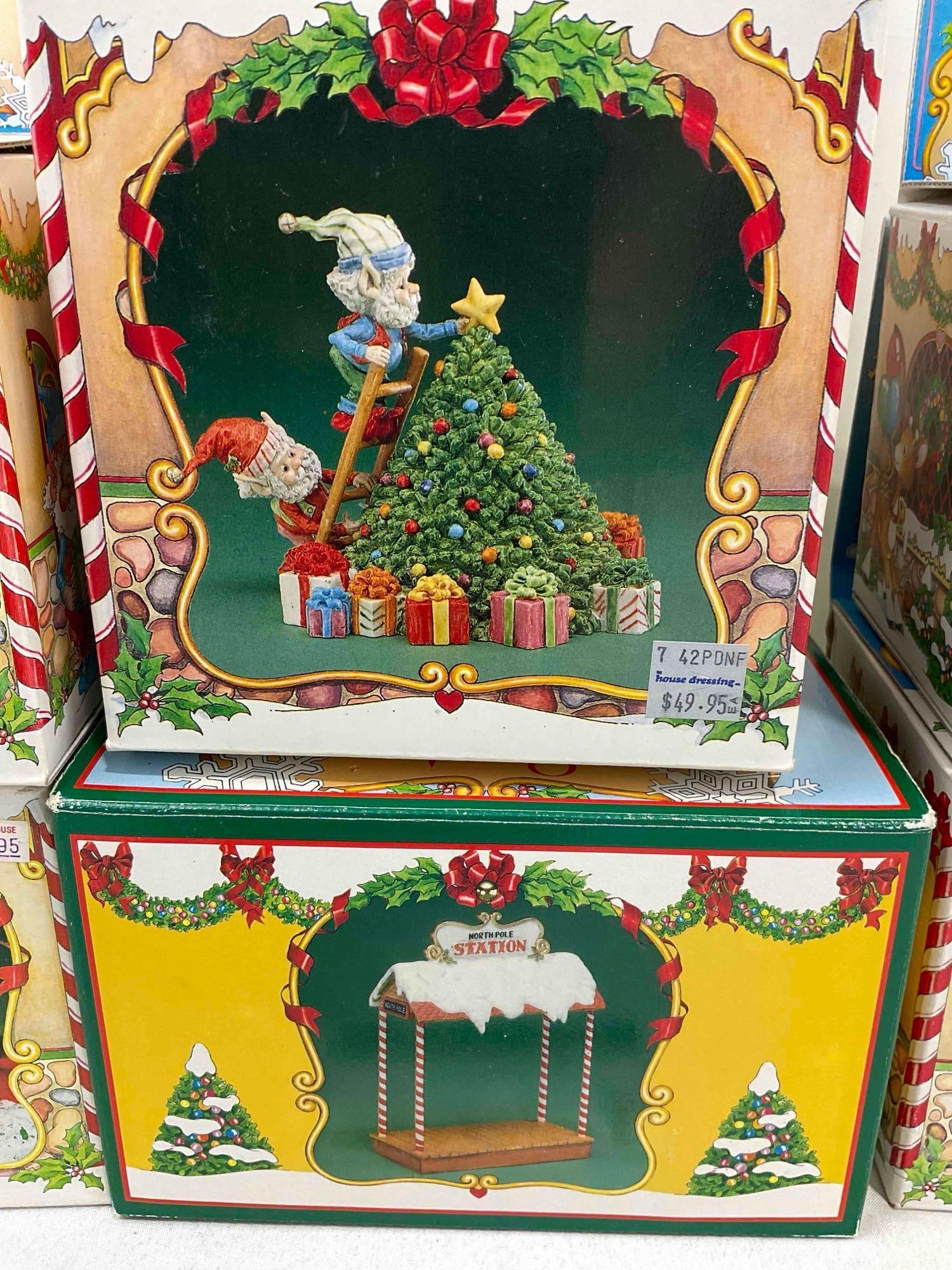 8 pcs Vintage ENESCO Composite The North Pole Village Decorative Christmas Figurines.w/ boxes - 5