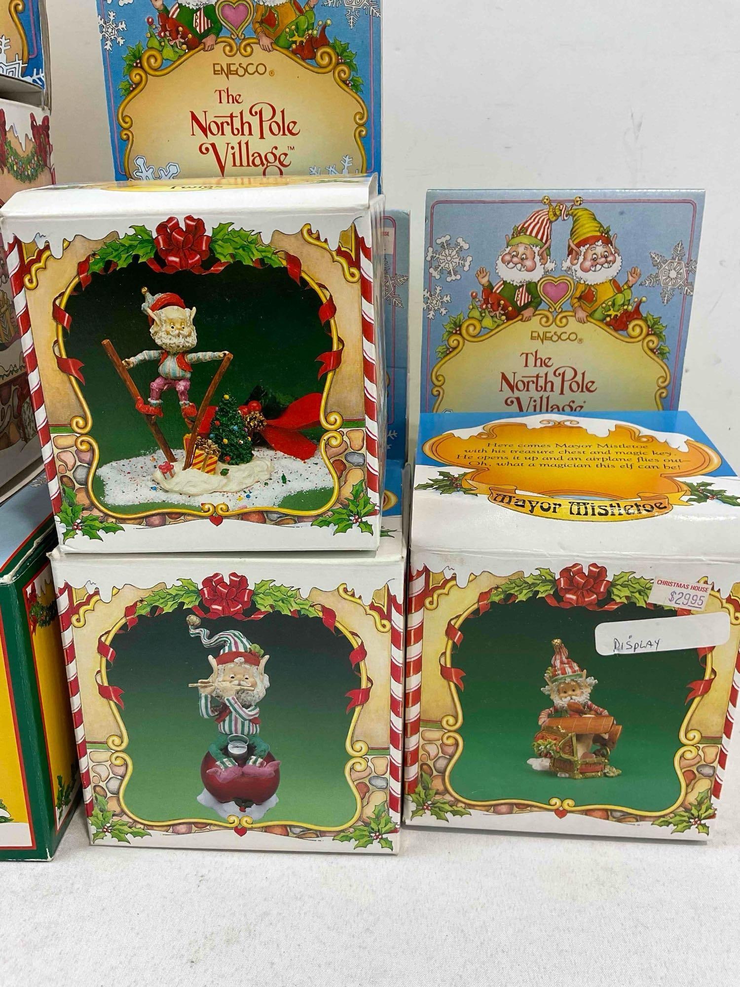8 pcs Vintage ENESCO Composite The North Pole Village Decorative Christmas Figurines.w/ boxes - 6