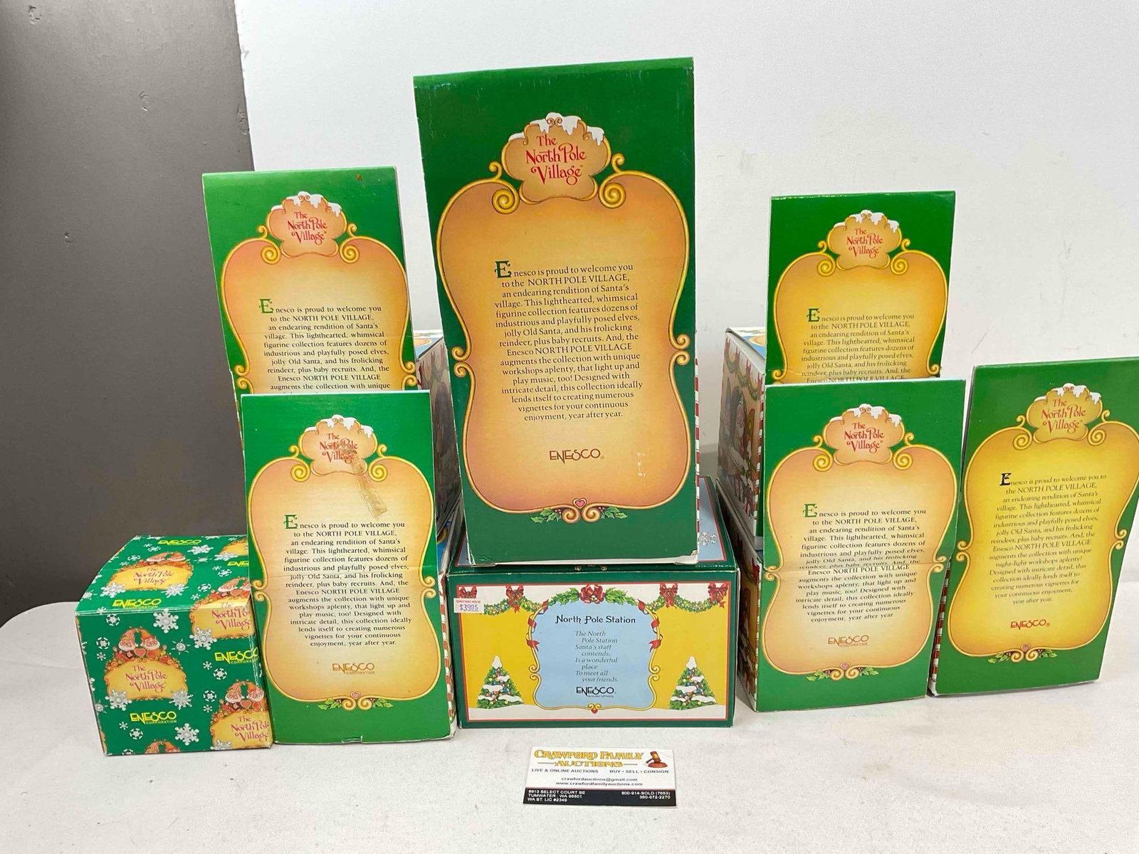 8 pcs Vintage ENESCO Composite The North Pole Village Decorative Christmas Figurines.w/ boxes - 7
