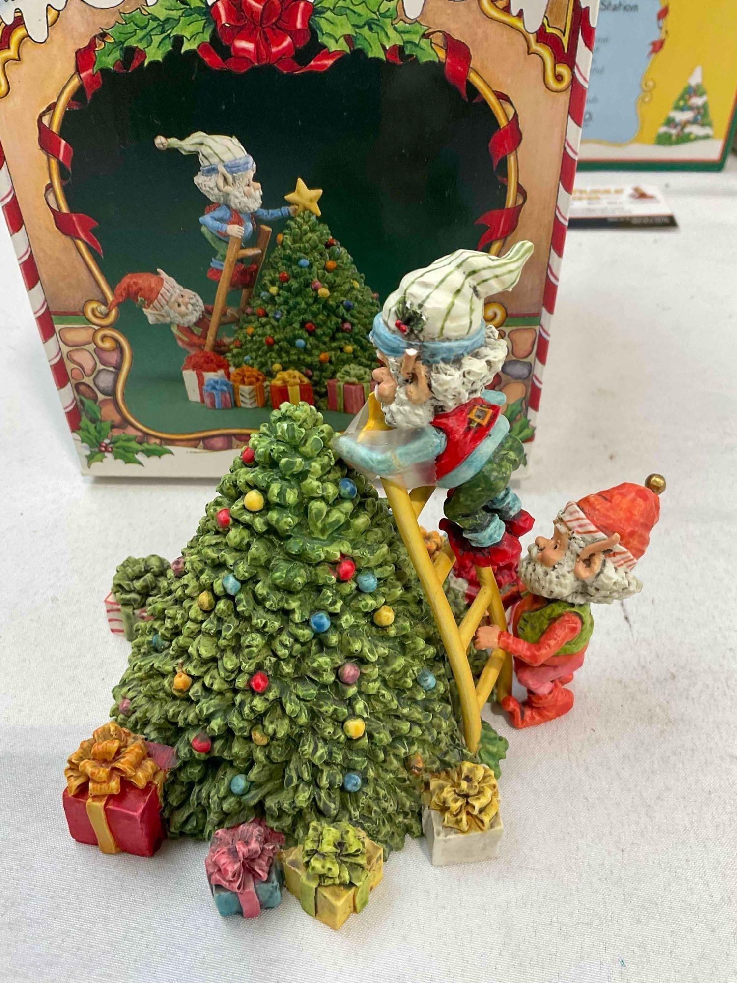 8 pcs Vintage ENESCO Composite The North Pole Village Decorative Christmas Figurines.w/ boxes - 8