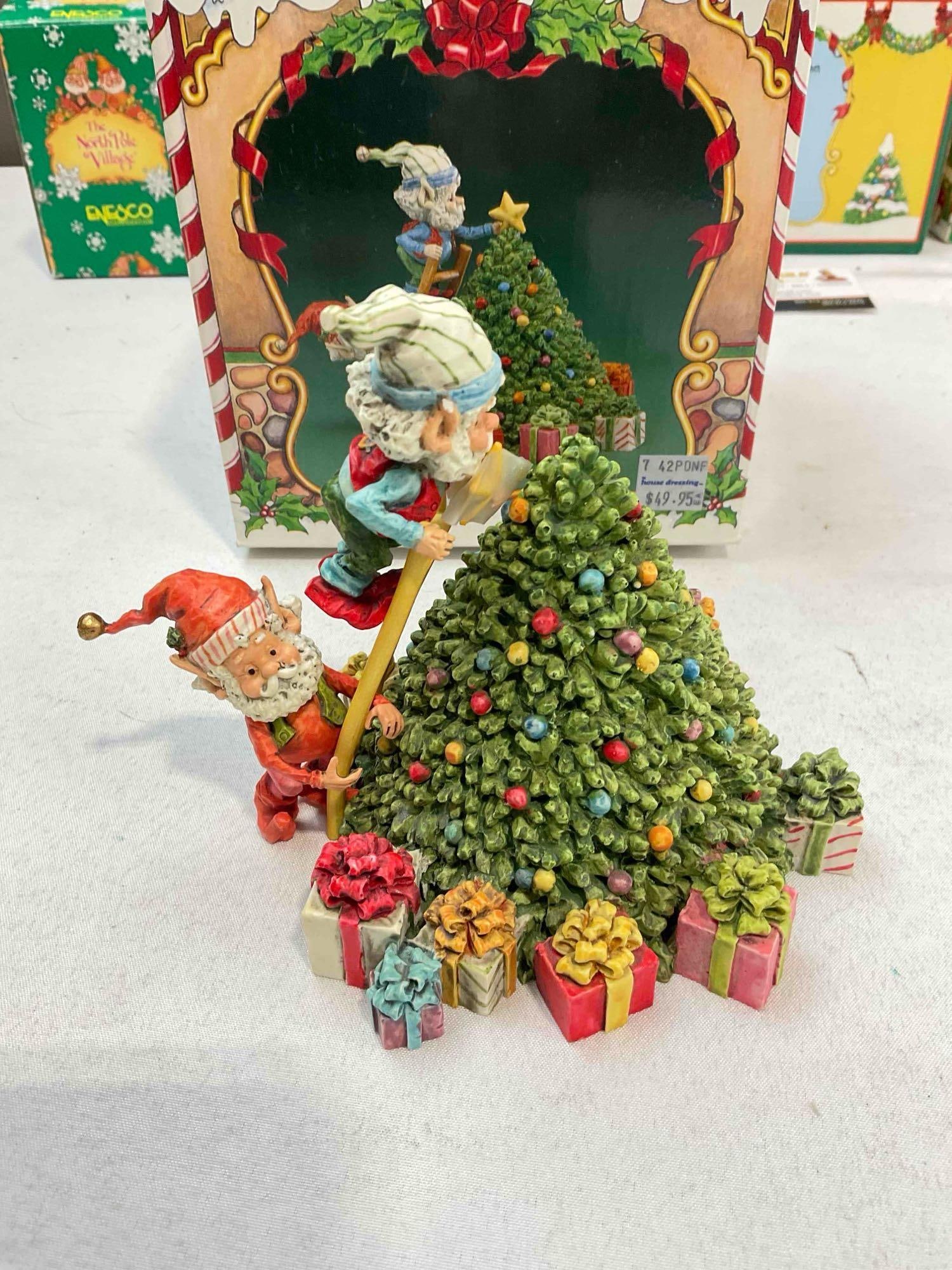 8 pcs Vintage ENESCO Composite The North Pole Village Decorative Christmas Figurines.w/ boxes - 9