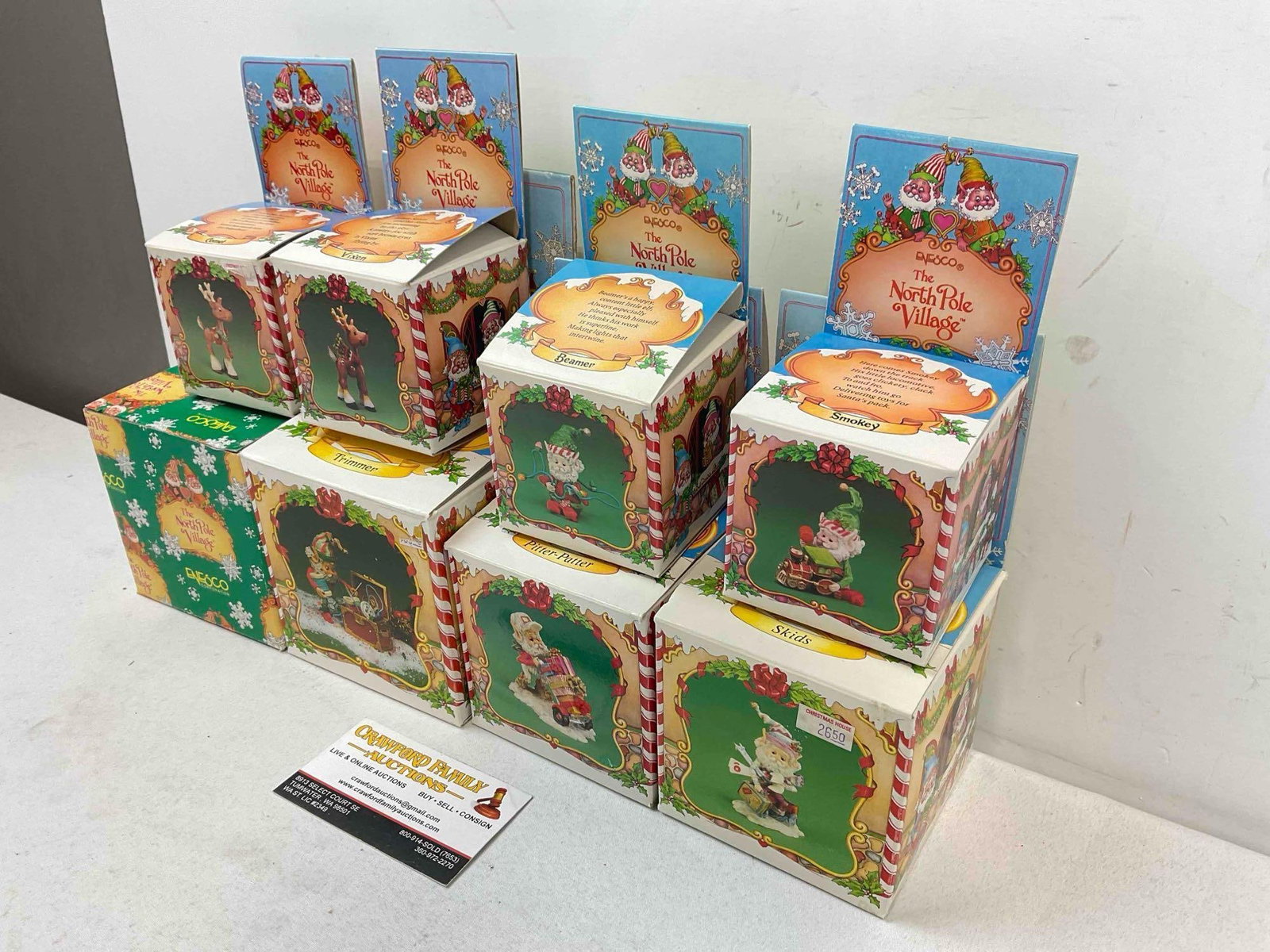 8 pcs Vintage ENESCO Composite The North Pole Village Christmas Decorative Figurines w/ boxes - 2