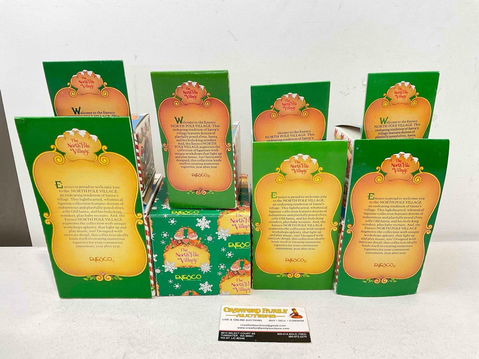 8 pcs Vintage ENESCO Composite The North Pole Village Christmas Decorative Figurines w/ boxes - 4