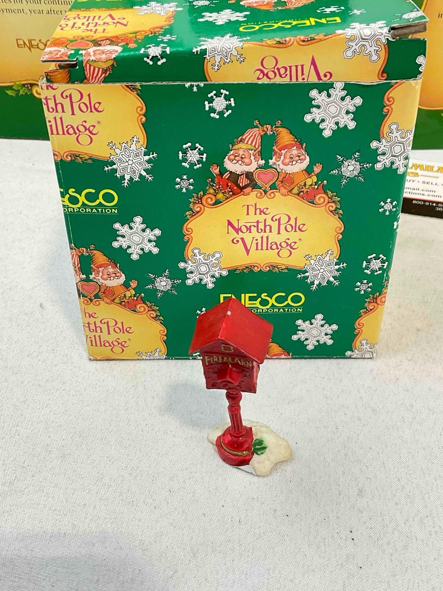 8 pcs Vintage ENESCO Composite The North Pole Village Christmas Decorative Figurines w/ boxes - 5