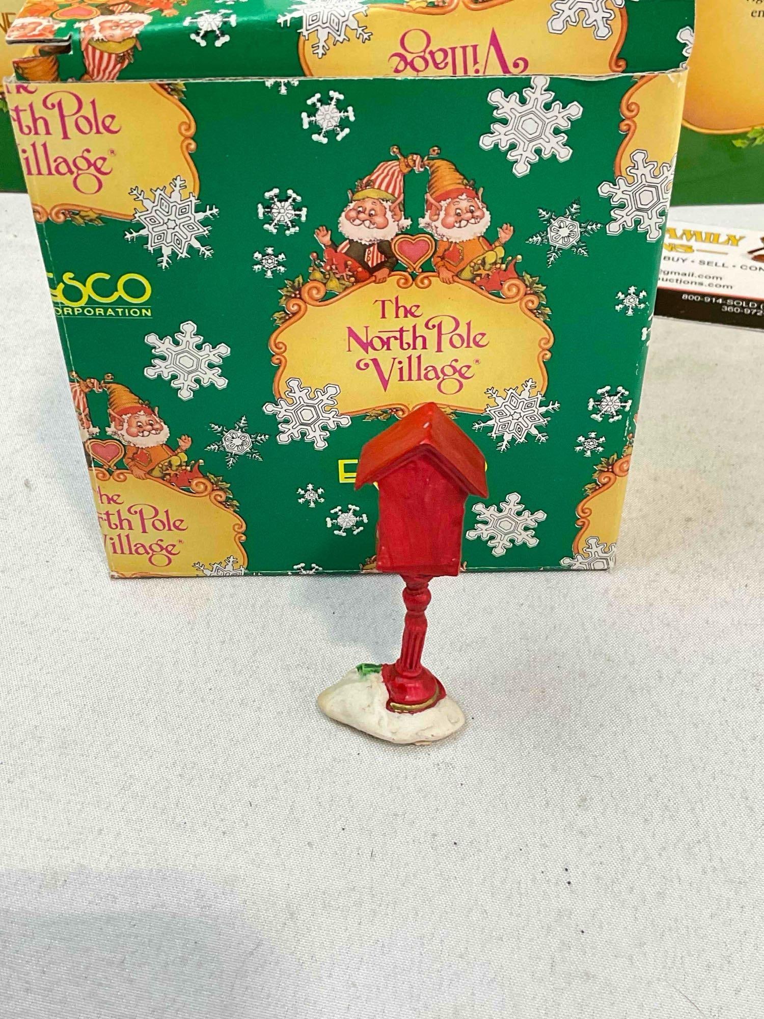 8 pcs Vintage ENESCO Composite The North Pole Village Christmas Decorative Figurines w/ boxes - 6