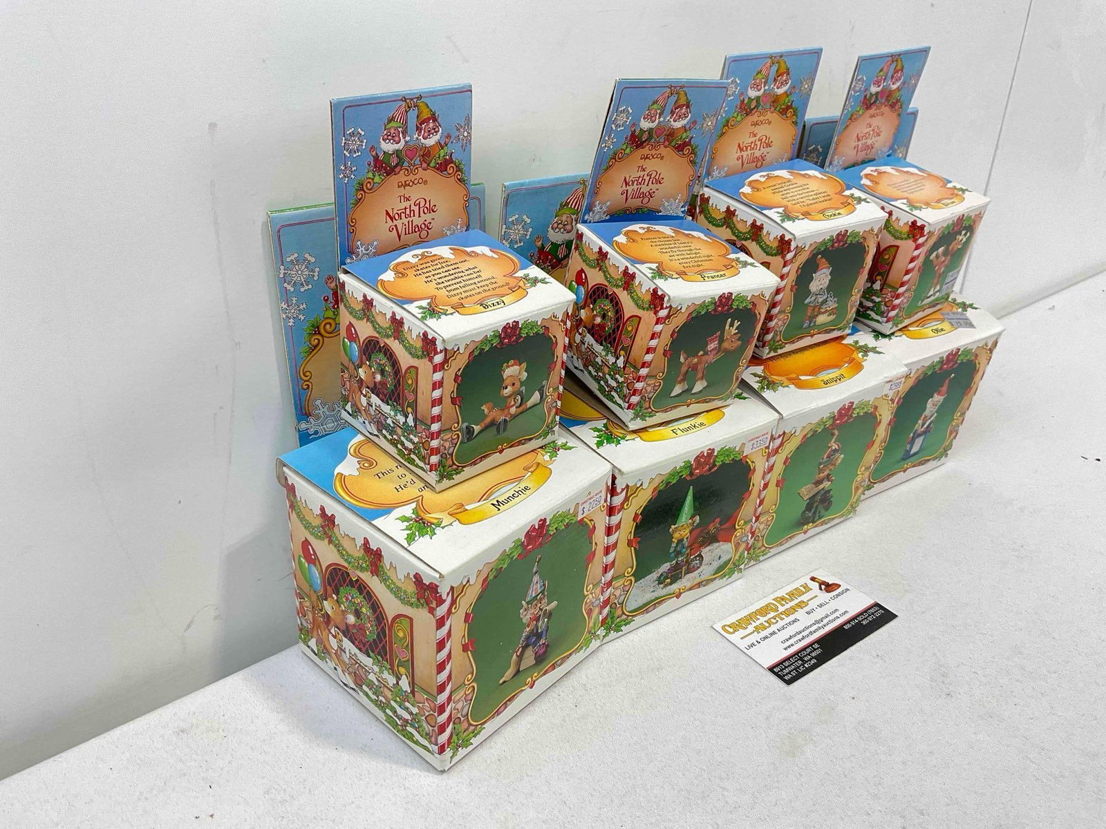 8 pcs Vintage ENESCO Composite The North Pole Village Christmas Decorative Figurines. w. boxes - 3