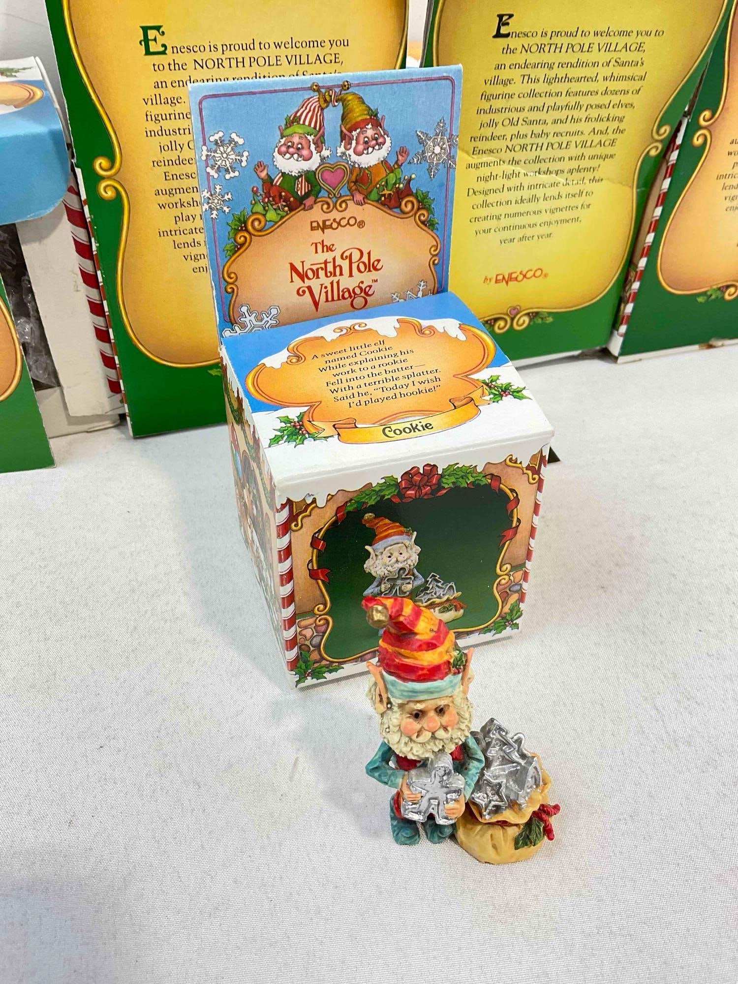 8 pcs Vintage ENESCO Composite The North Pole Village Christmas Decorative Figurines. w. boxes - 5