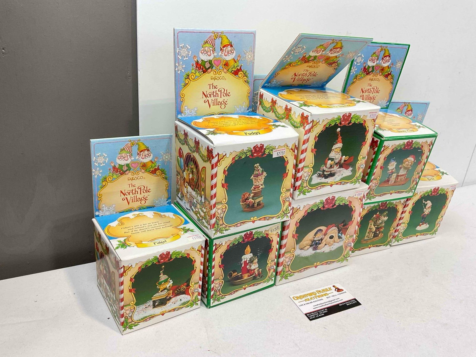 8 pcs Vintage ENESCO Composite The North Pole Village Decorative Christmas Figurines.in boxes - 3