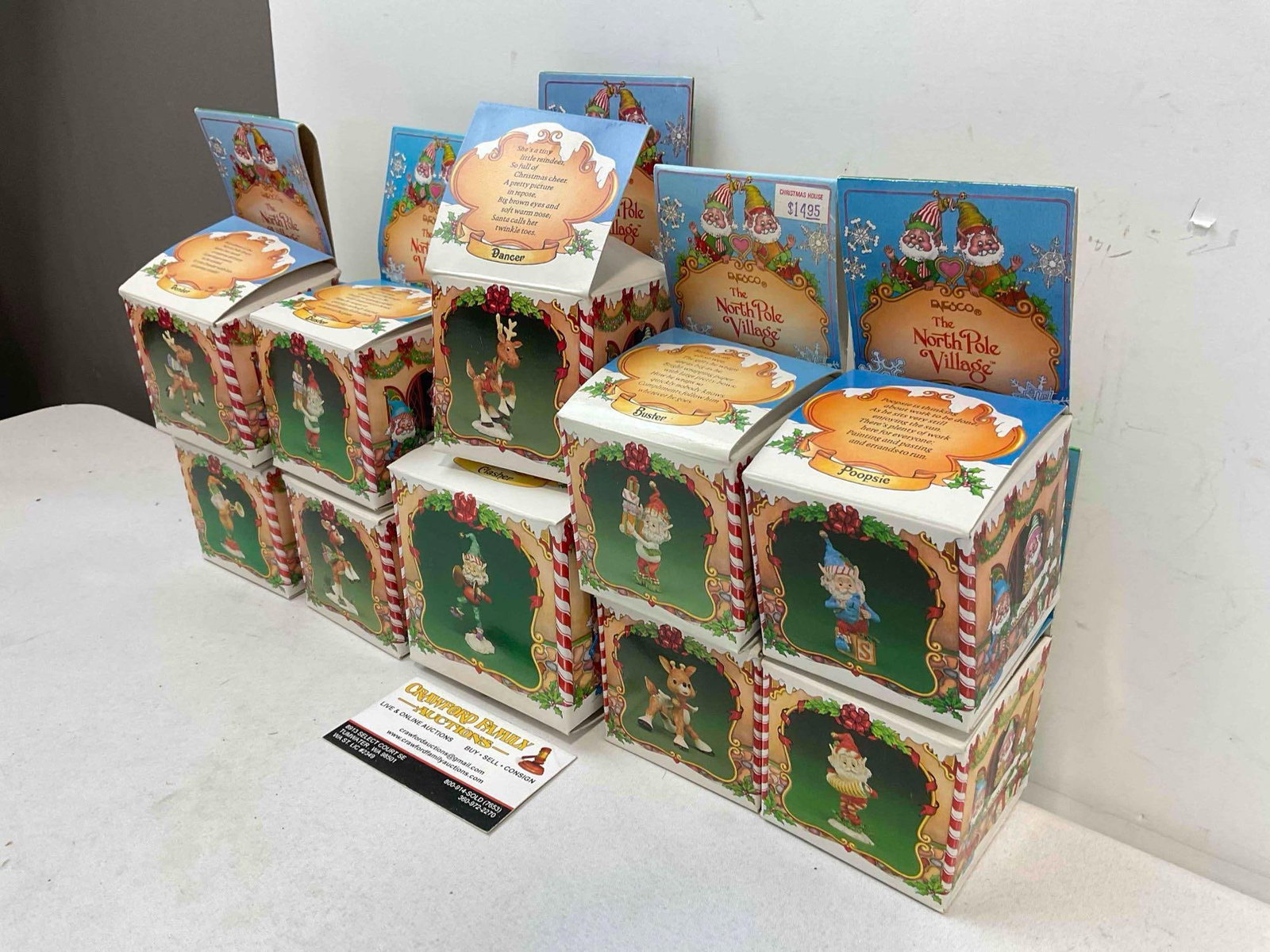 10 pcs Vintage ENESCO Composite The North Pole Village Christmas Decorative Figurines.w/ boxes - 2